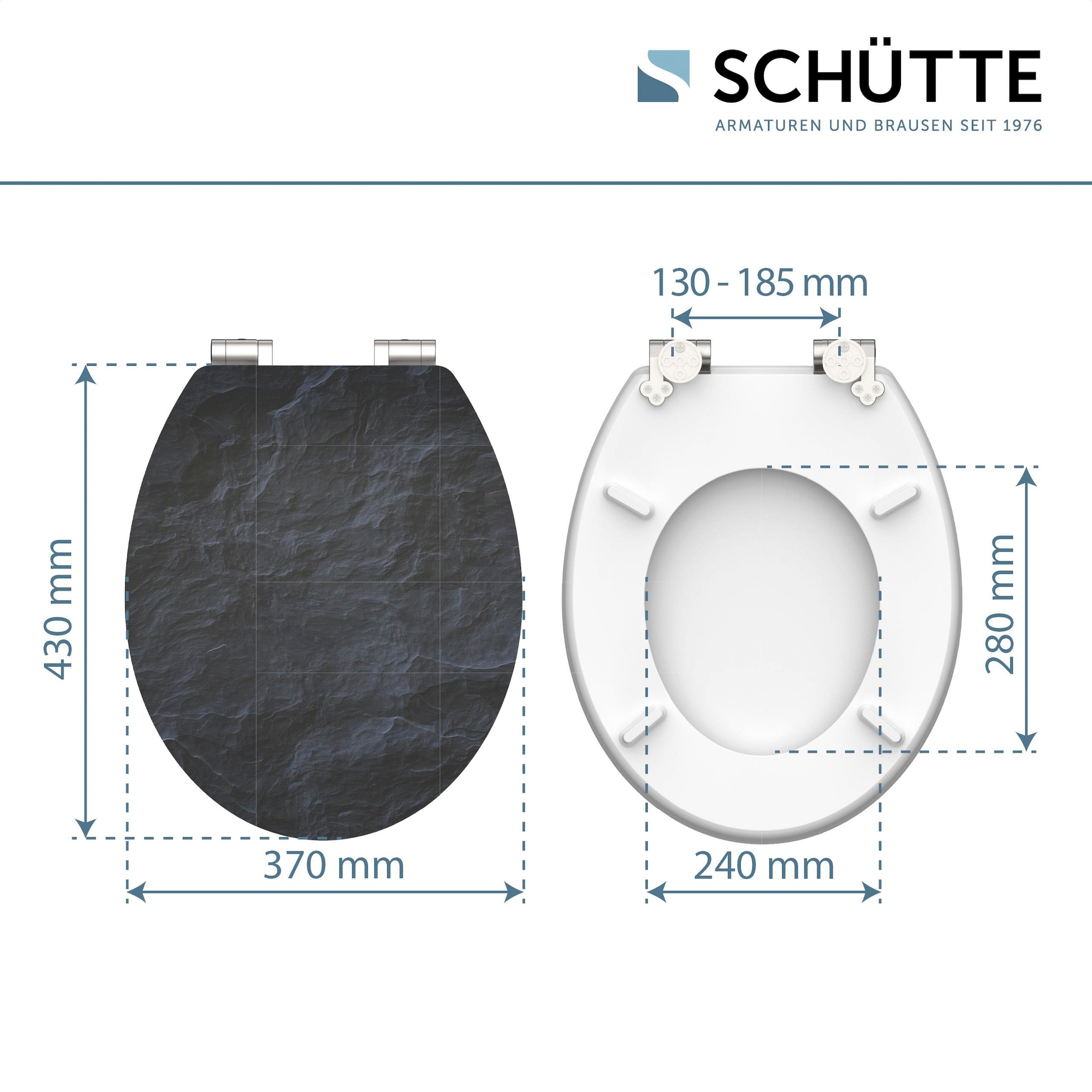 Schütte WC-Sitz »BLACK STONE«, High Gloss mit MDF Holzkern, mit Absenkautomatik