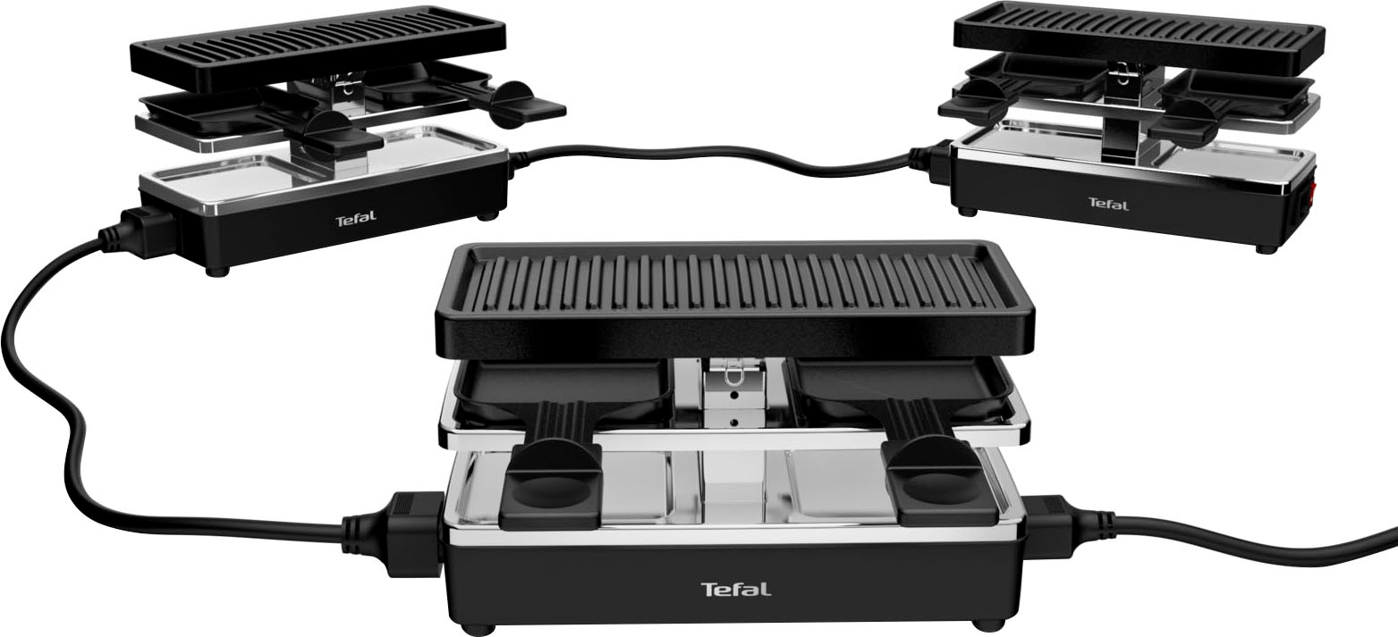 Tefal Raclette »Plug & Share, für 2 Personen, 400 Watt, Antihaftbeschichtung,«, 2 St. Raclettepfännchen, 400 W, 2 Pfännchen, Grillplatte, abnehmbare Kabel, RE2308