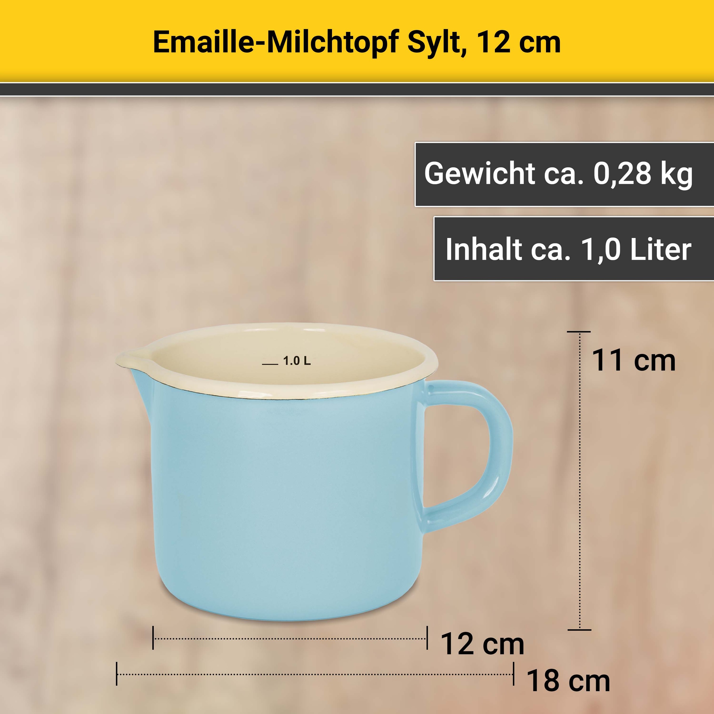 Krüger Milchtopf »Sylt«, Emaille, (1 tlg.), Induktion