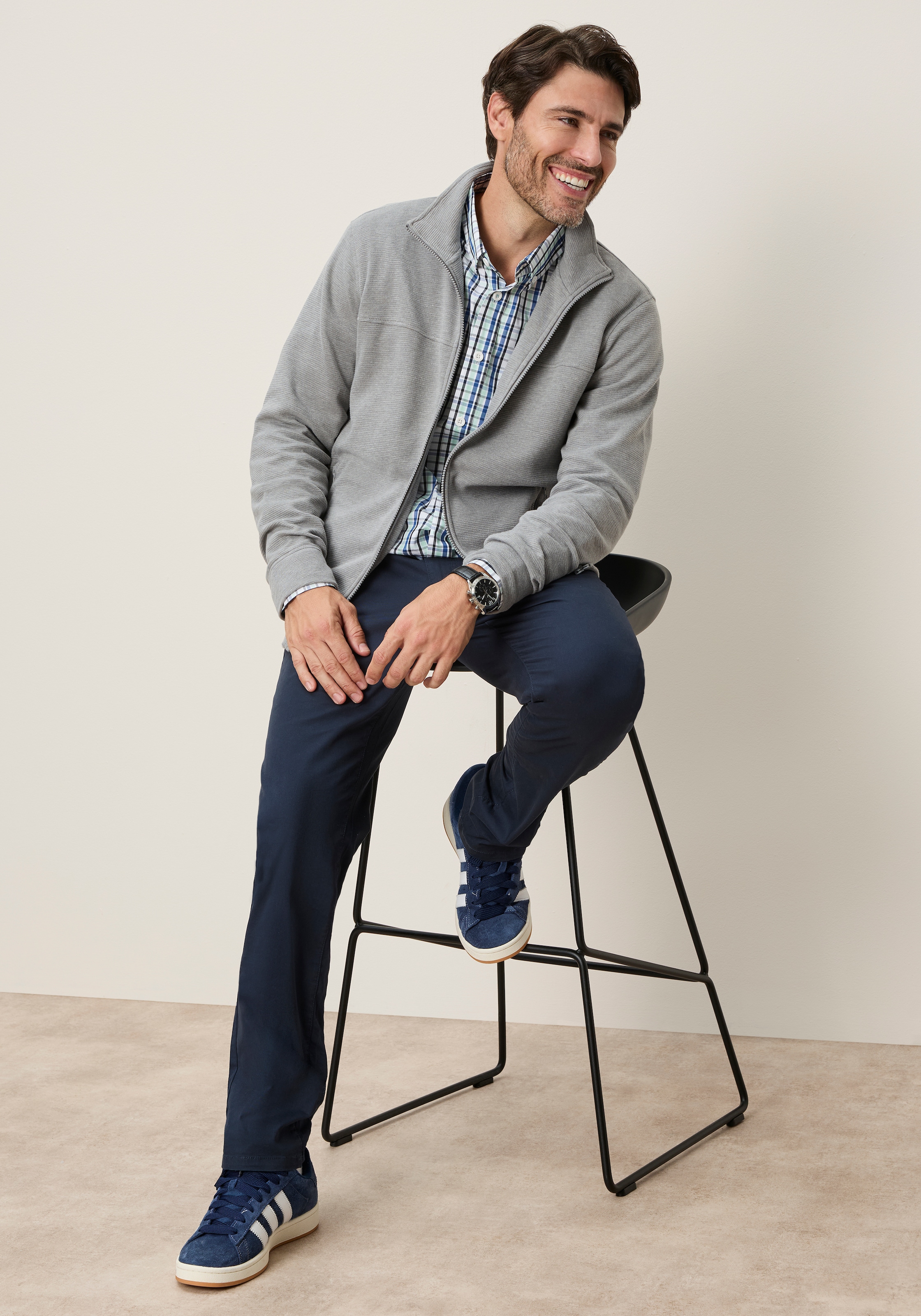 Man's World Sweatjacke mit hochschließendem Kragen, Langarm