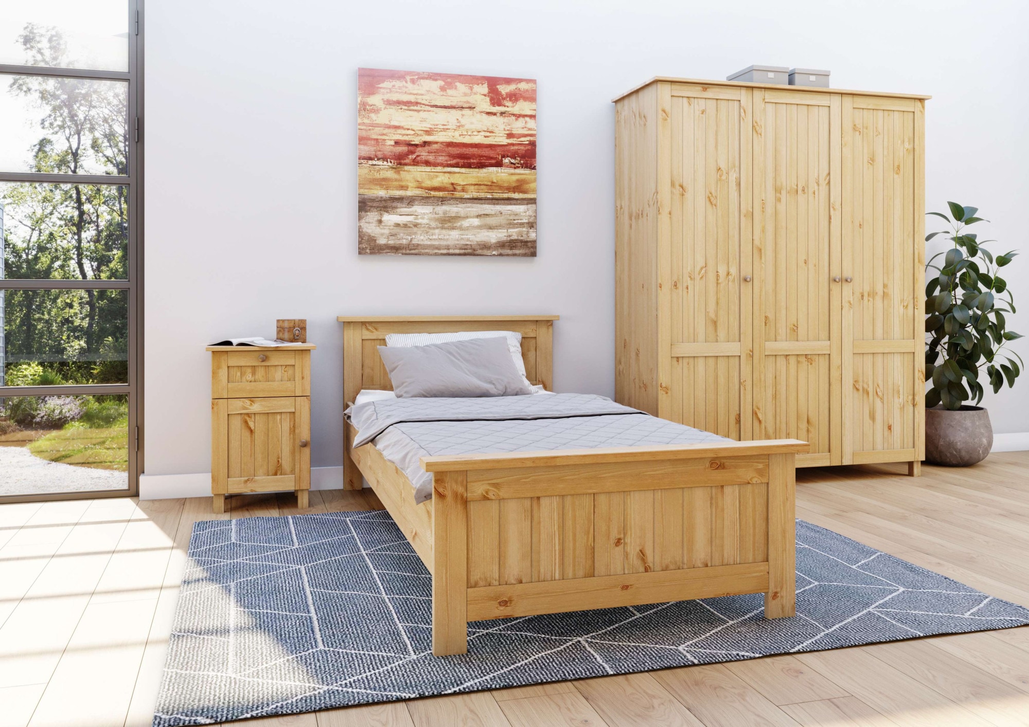 Home affaire Massivholzbett »Juventus, Bett, Massivholzbett, Holzbett, Bettrahmen«, (Breite/Belastbarkeit 140cm/180 KG), Breite 90 cm, aus massiver Kiefer, FSC®-zertifiziert
