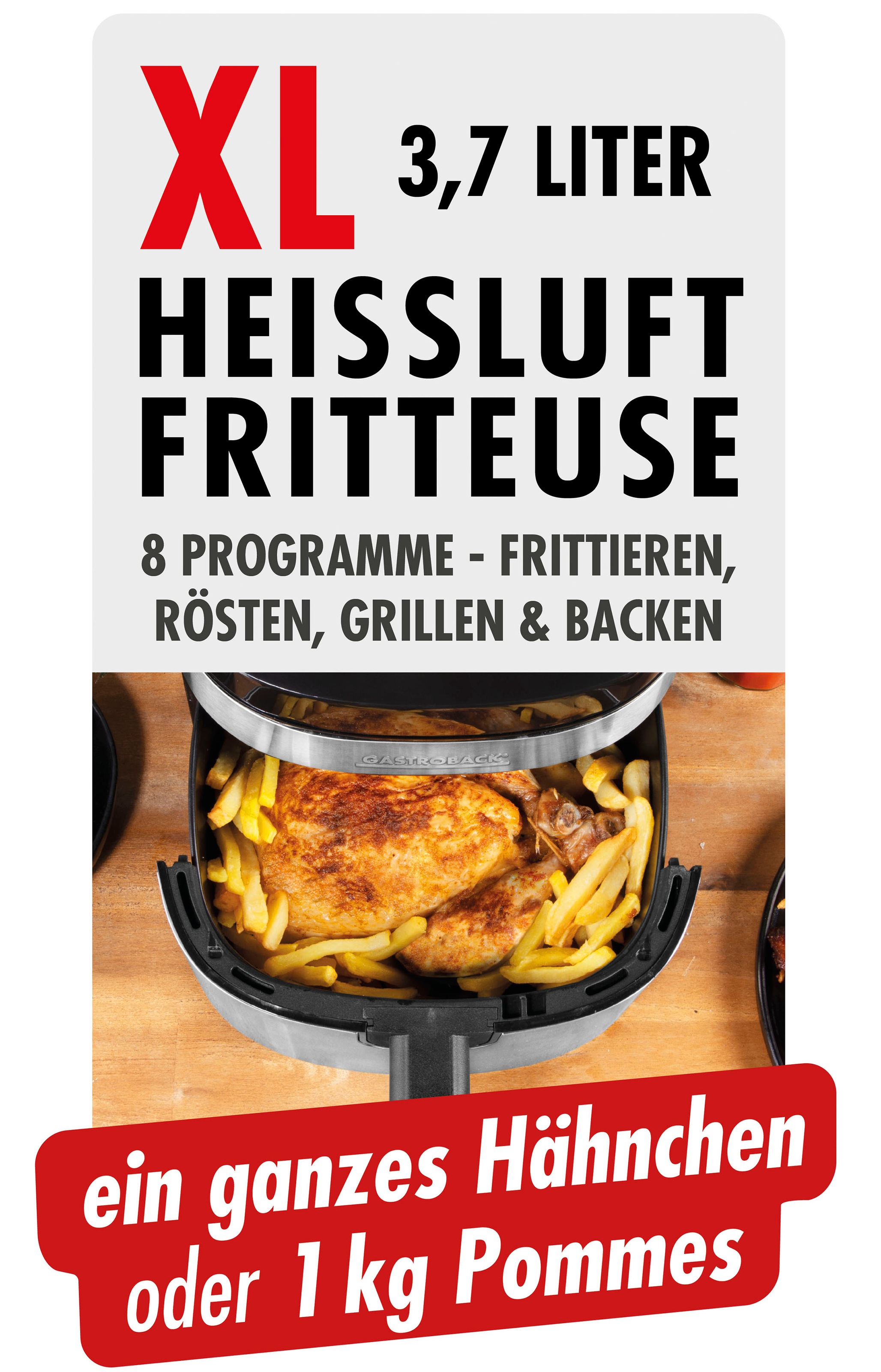 Gastroback Heißluftfritteuse »Design Air Pro 42582«, 1300 W