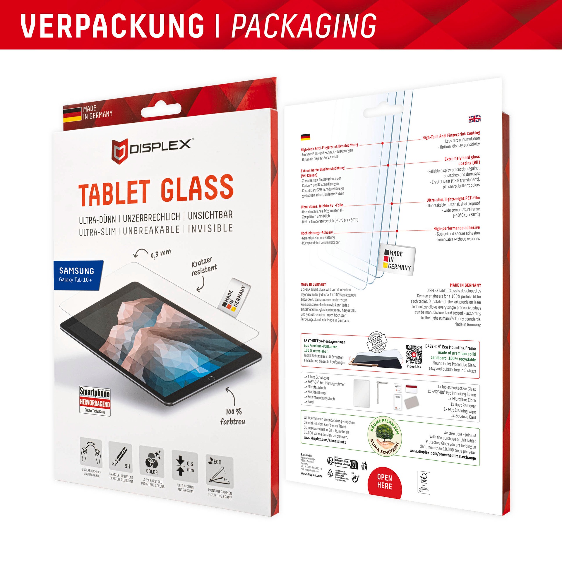 Displex Displayschutzglas »Tablet Glass« Displayschutzfolie, Schutzfolie, Bildschirmschutz, kratz- & stoßfest