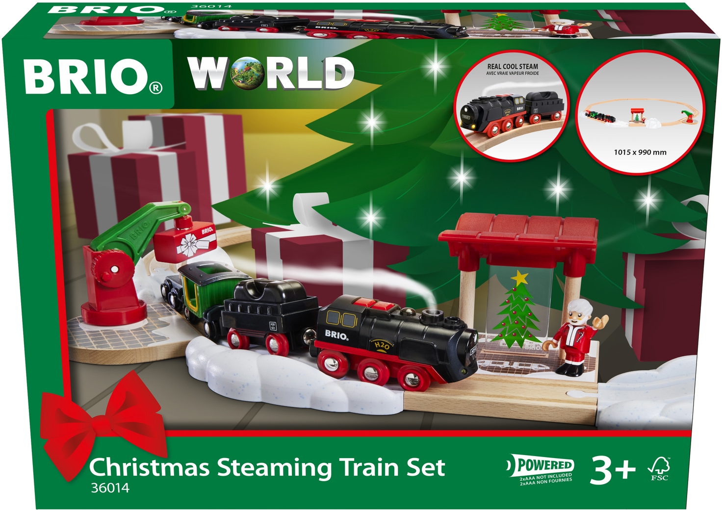 BRIO® Spielzeug-Eisenbahn »BRIO® WORLD, Batterie-Dampflok Weihnachts-Set«, (Set), FSC® - schützt Wald - weltweit