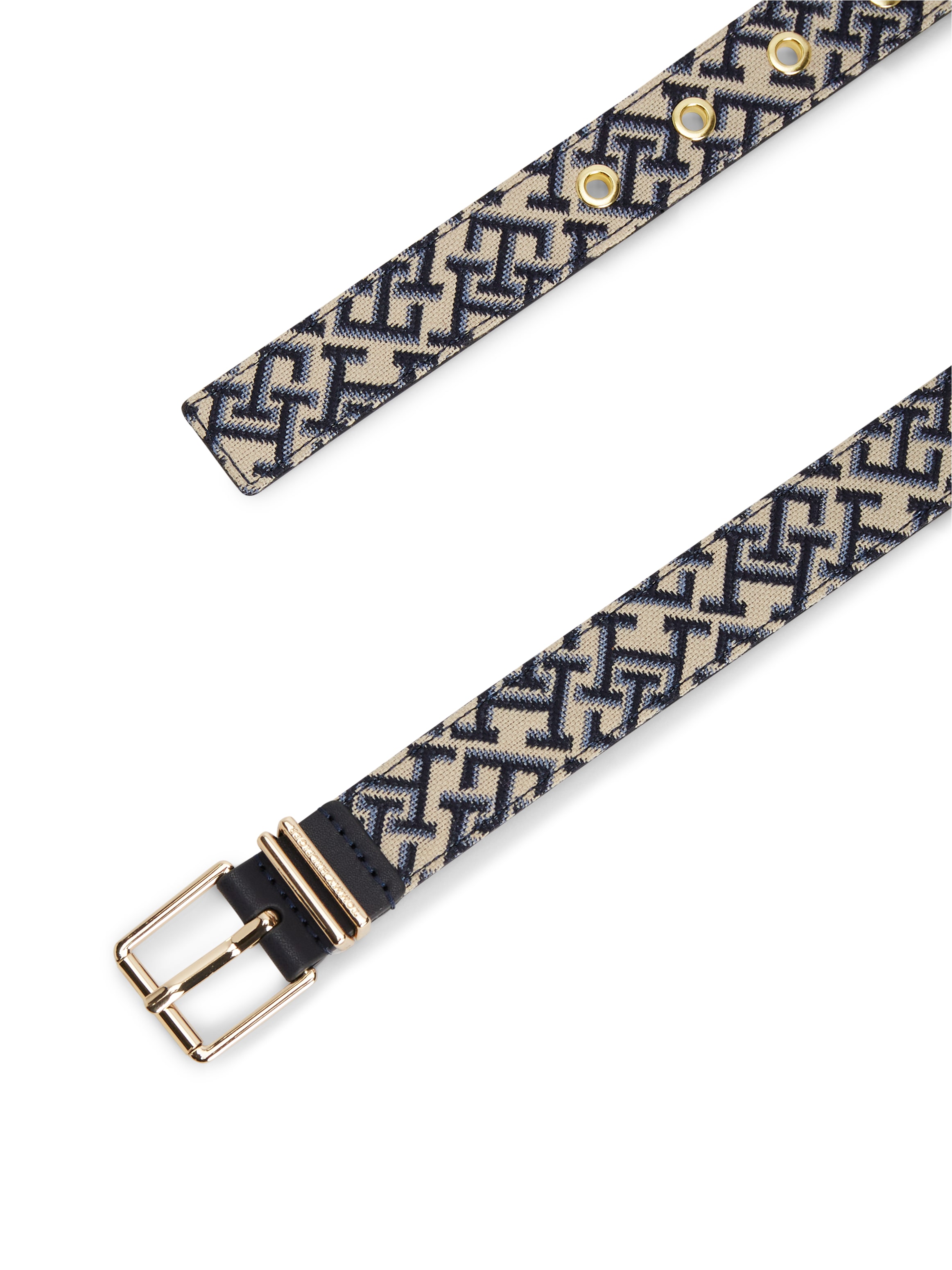 Tommy Hilfiger Synthetikgürtel »TH SQUARE« Jacquard-Gürtel mit doppelter Gürtelschlaufe und eckiger Schnalle
