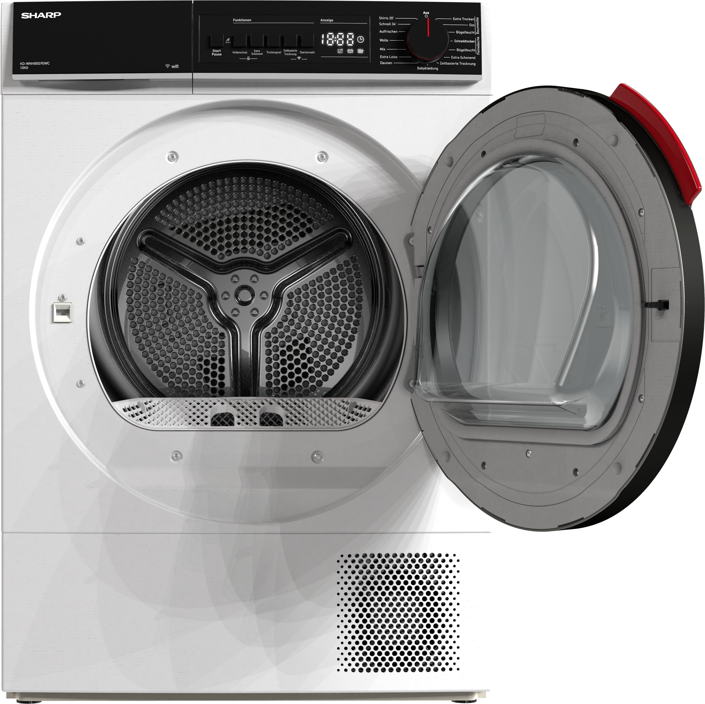 Sharp Wärmepumpentrockner »KD-WNHB0S9GWC-DE« Mid class 10kg / +WIFI / EEK C / 2 Tasten / XXL-Tür voll-schwarz / Weiß