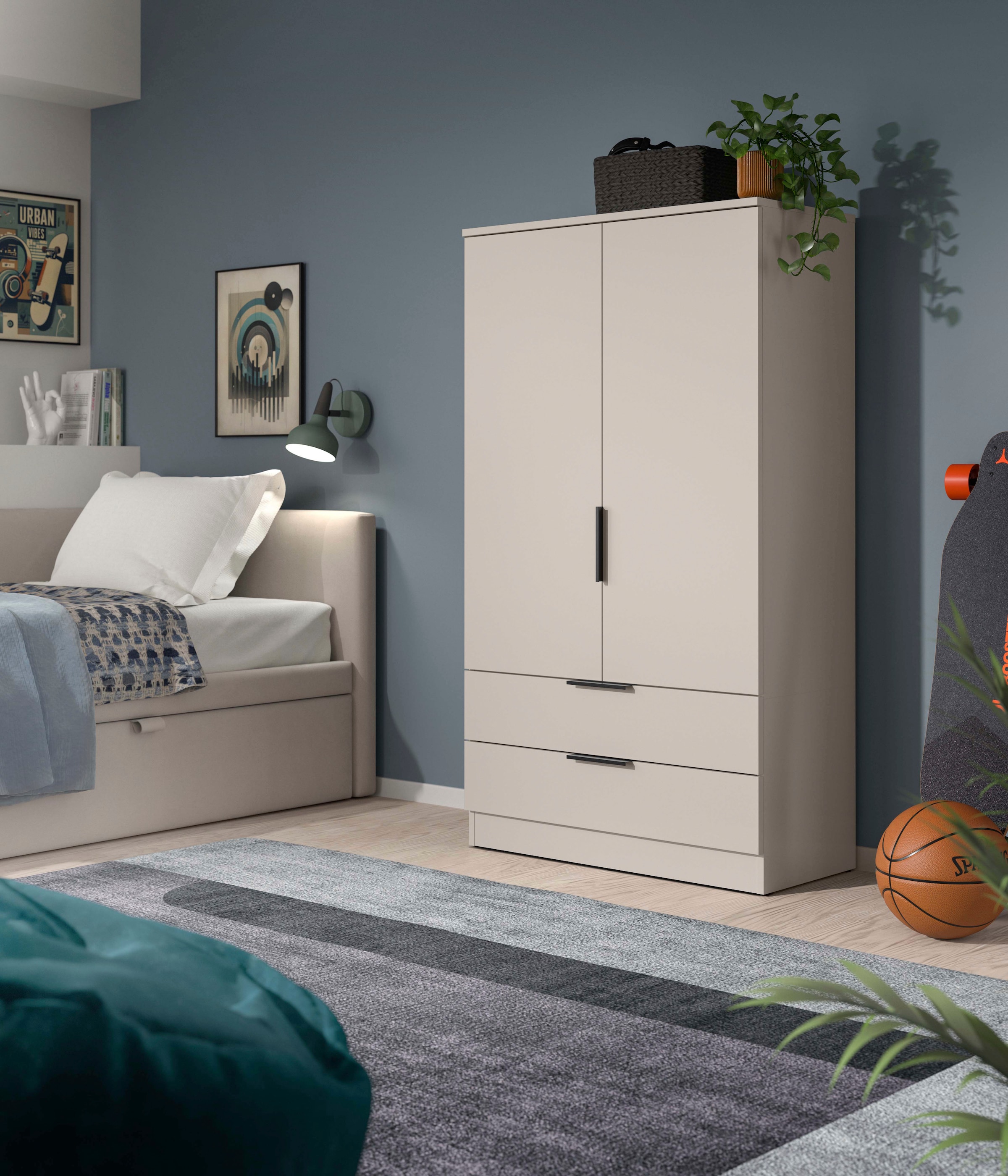 Home affaire Wäscheschrank »SKARDE, TOPSELLER!, Kleiderschrank, Schlafzimmerschrank, Schrank« Höhe: 140 cm, 2 Türen, 2 Schubladen, 1 Kleiderstange, 1 Stk. tlg. OTTO BESTSELLER, Garderobe, Universalschrank, Flurschrank, Schrank