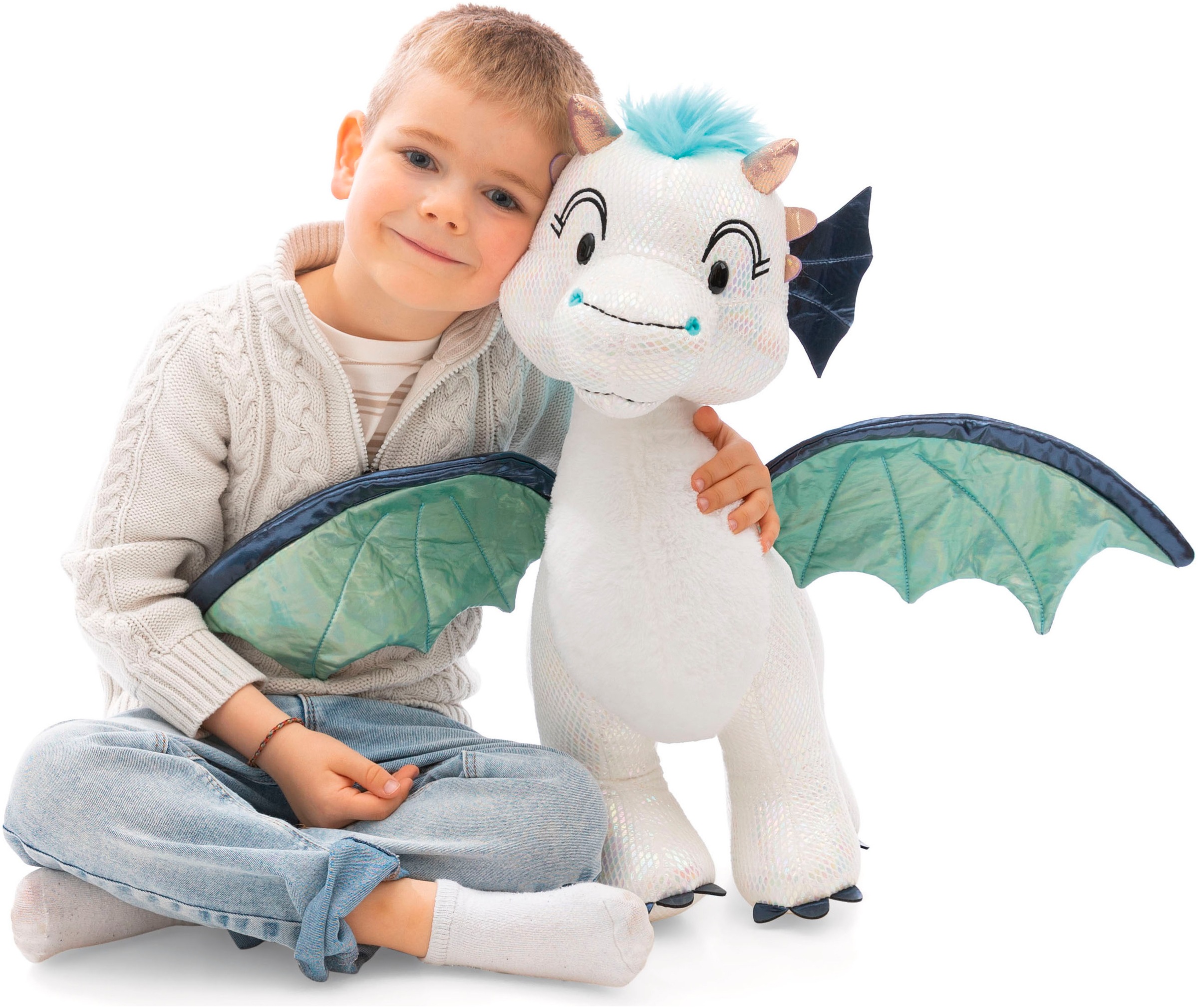 Nici Kuscheltier »Winter, Drache Zafura, 50 cm stehend«, sitzend; enthält recyceltes Material