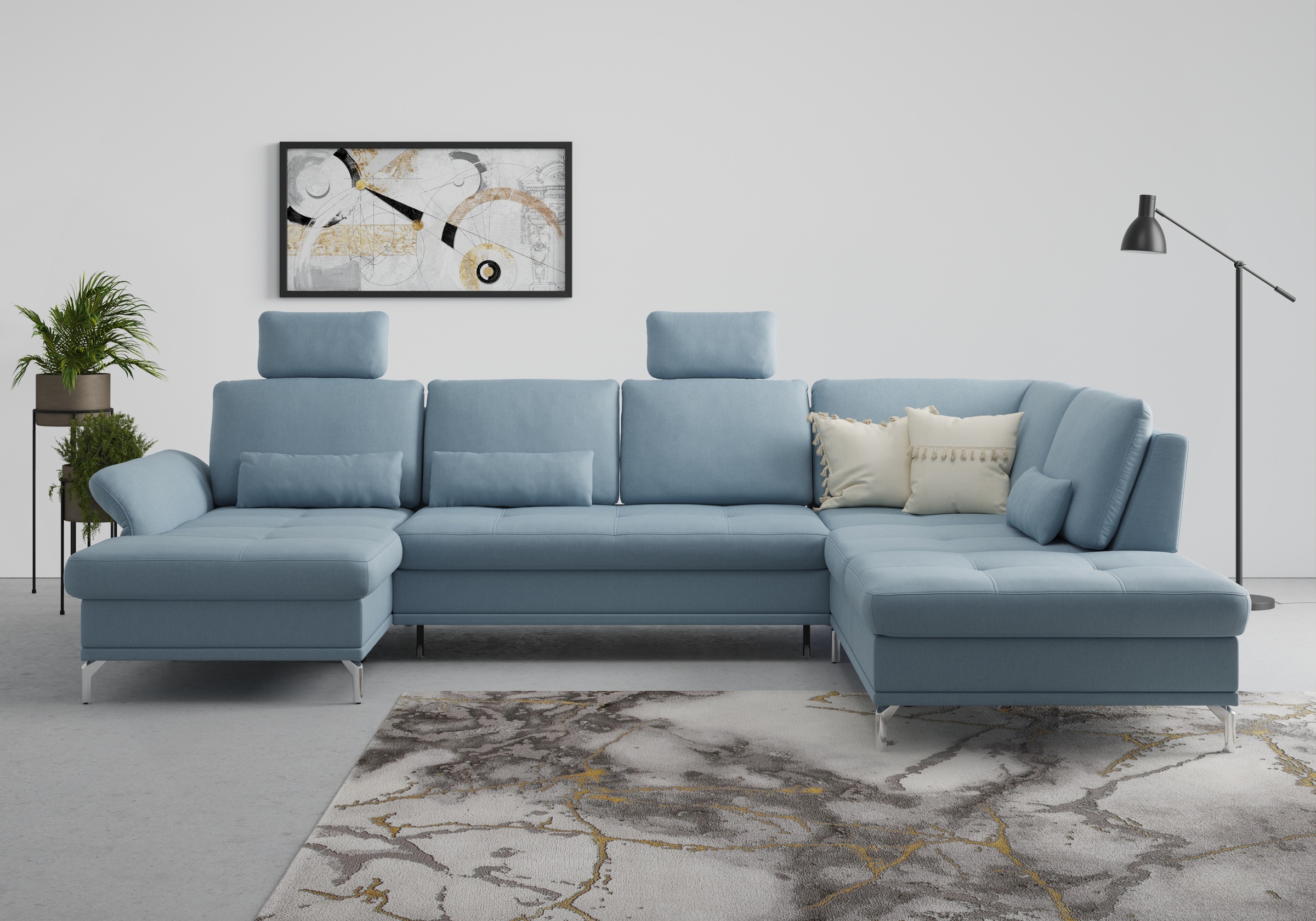 Home affaire Wohnlandschaft »Palm Beach U-Form« Federkern, mit Sitztiefenve günstig online kaufen