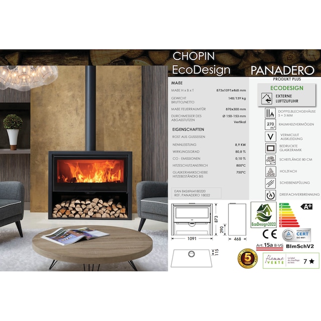 Panadero Kaminofen »Kaminofen Chopin Ecodesign«, (1 tlg.) online bestellen