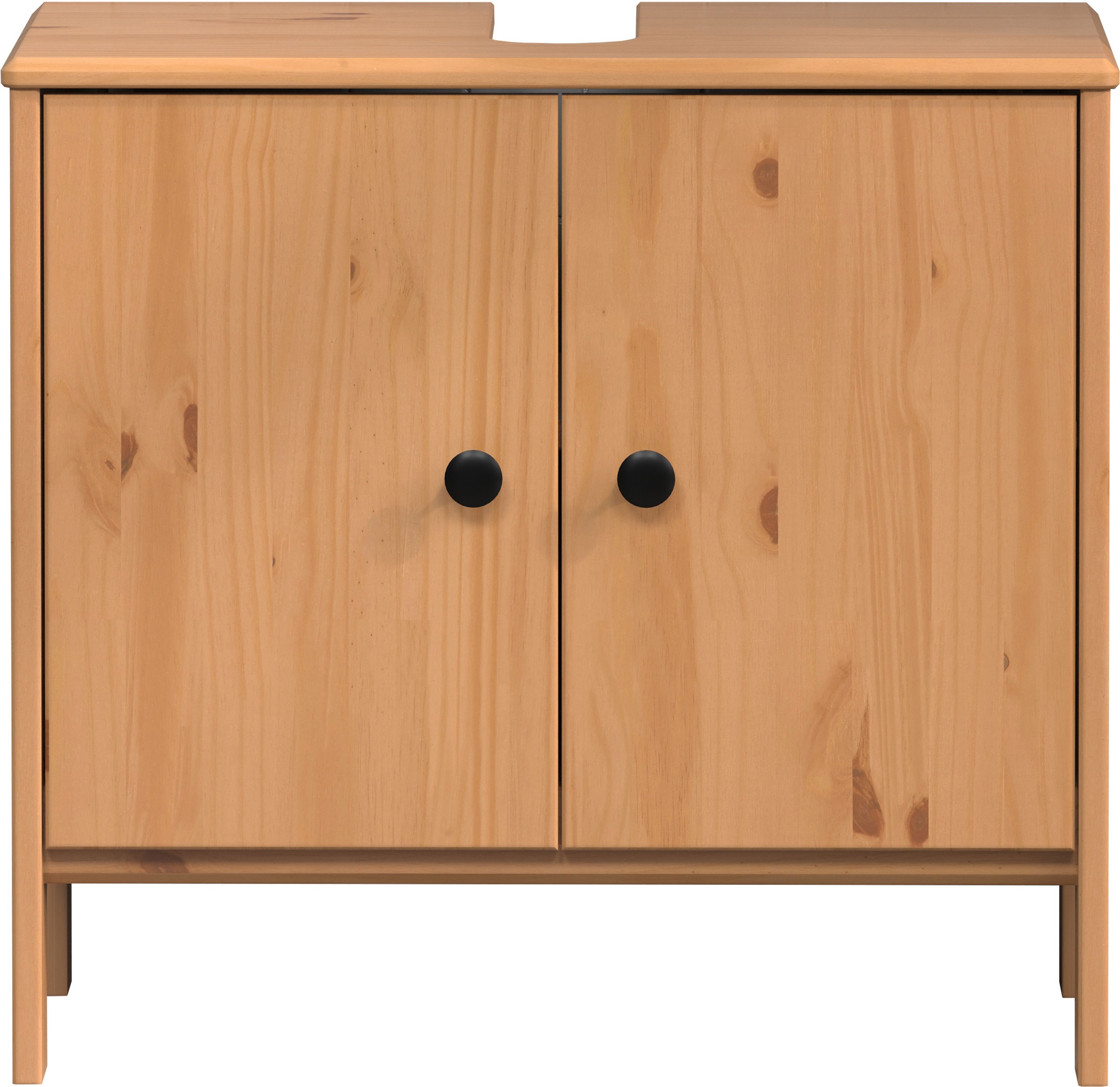 welltime Waschbeckenunterschrank »Kall«, (1 St.), Waschtisch aus Kiefer-Massivholz in Weiß oder Braun (honigfarben)