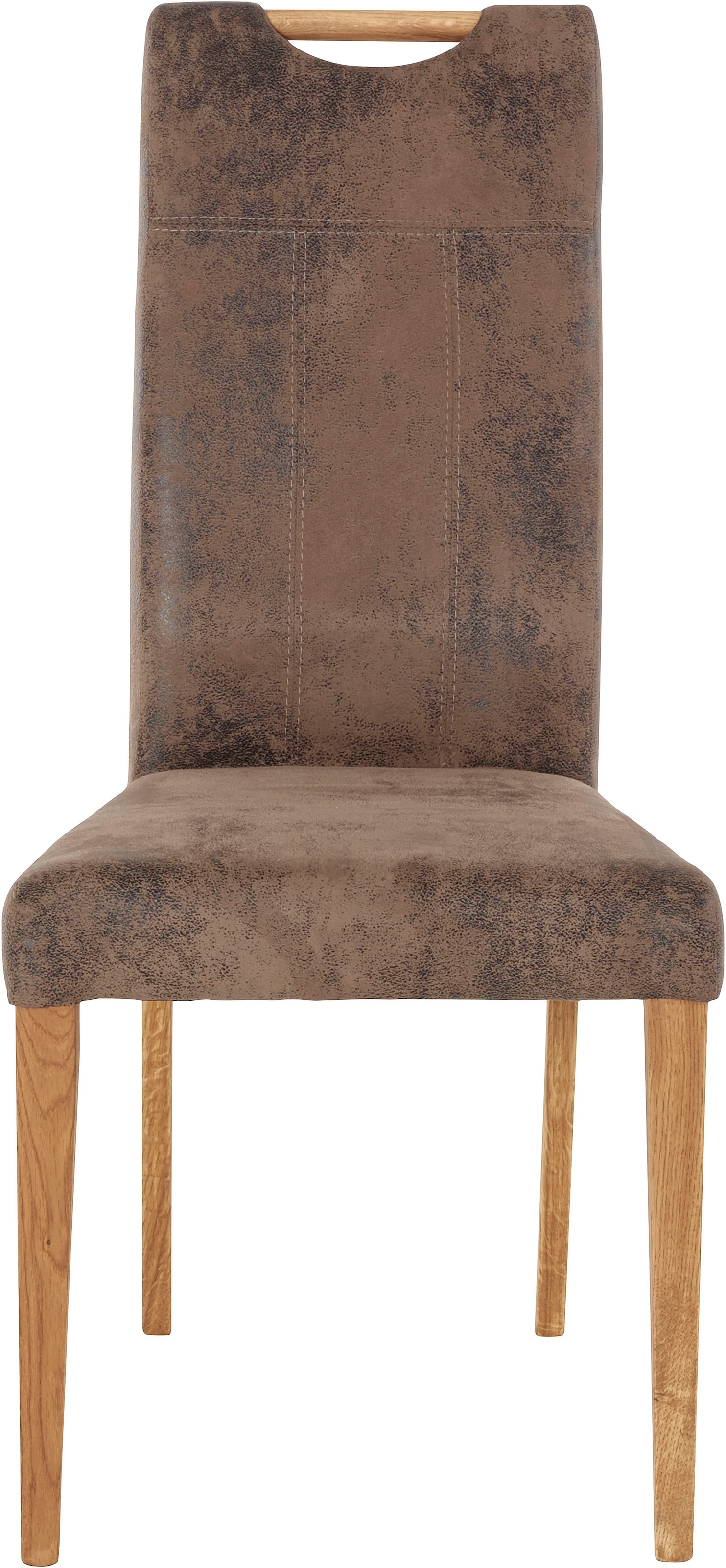 Home affaire Esszimmerstuhl »Roberta Polsterstuhl, Gestell Eiche massiv«, (Set), 2 St., Luxus-Microfaser Vintageoptik, Bezug aus strapazierfähiger Microfaser