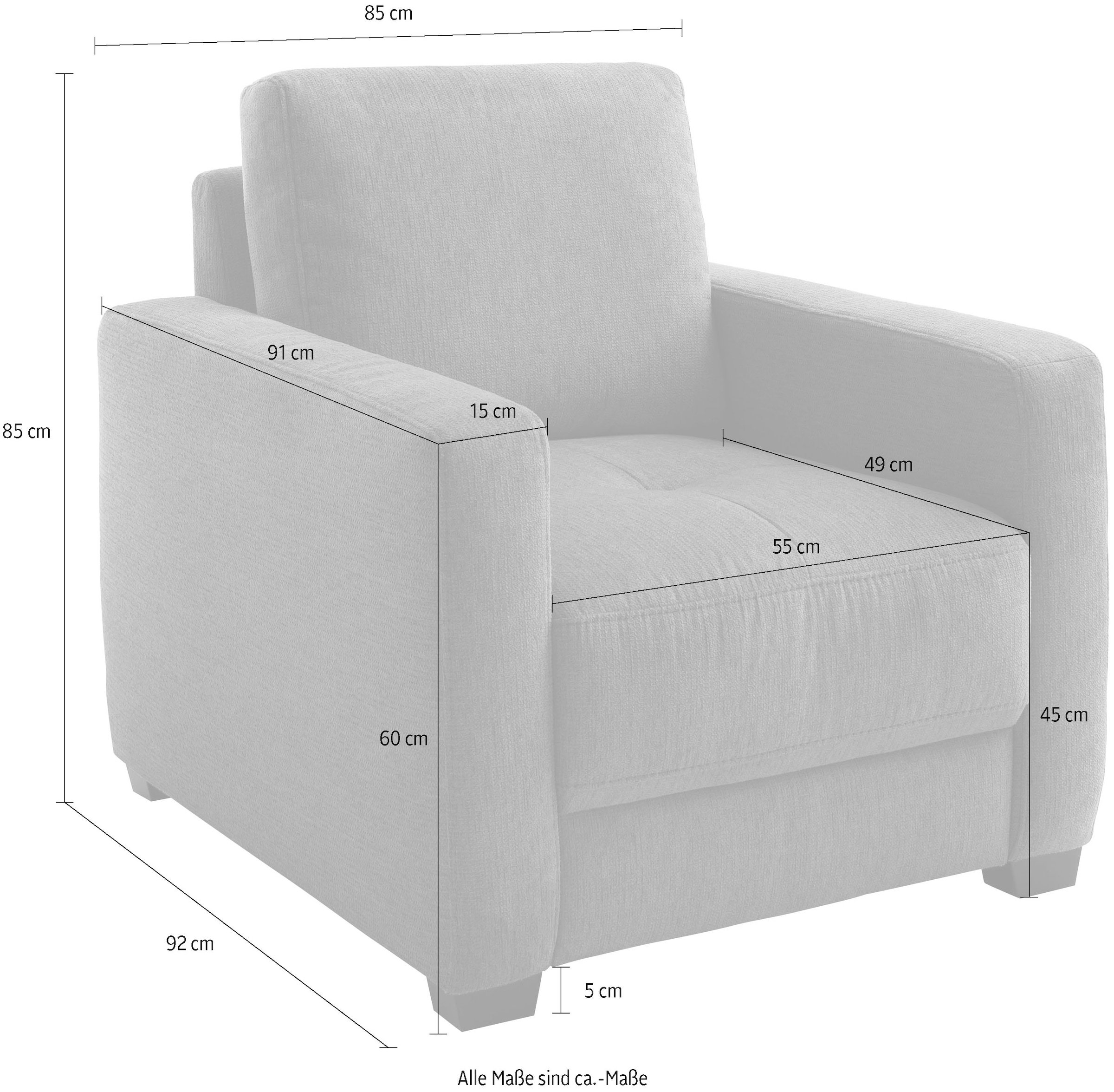 Mr. Couch Sessel »Pierre de Luxe mit Holzfüßen«, (1 St.), Mit Boxpring-Taschenfederkern