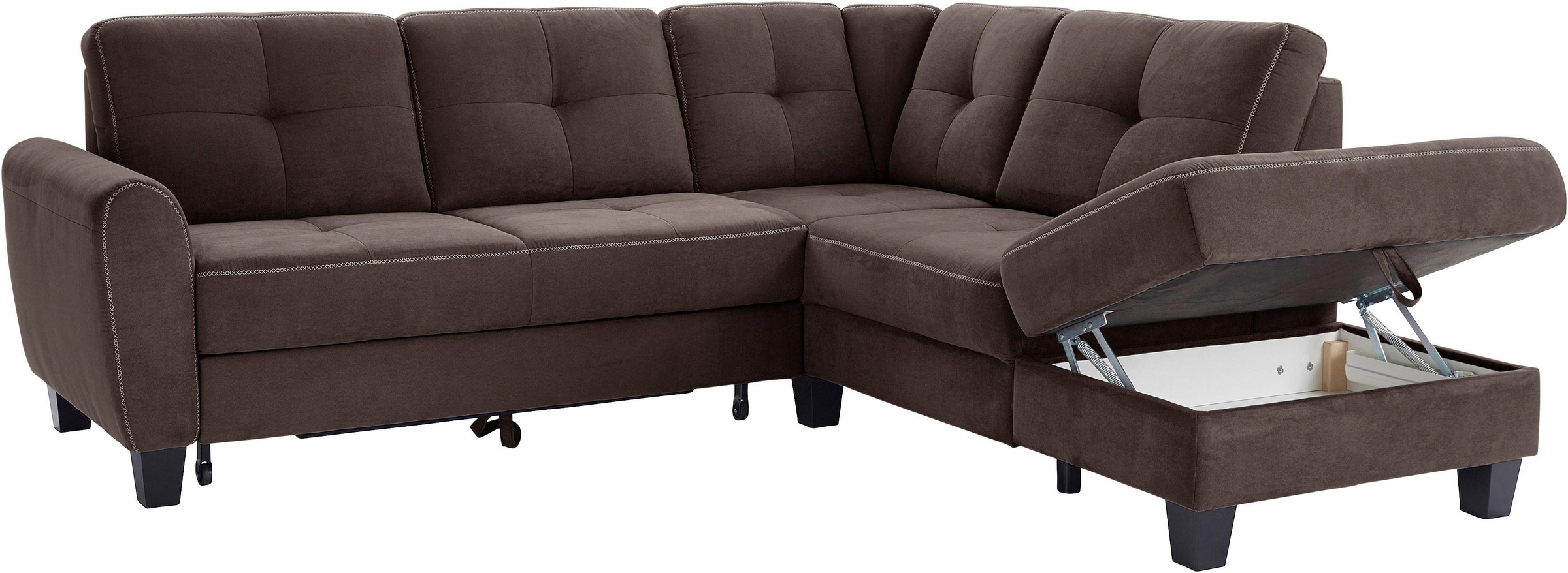 sit&more Ecksofa »Varese L-Form«, mit Federkern, wahlweise mit Bettfunktion und Stauraum