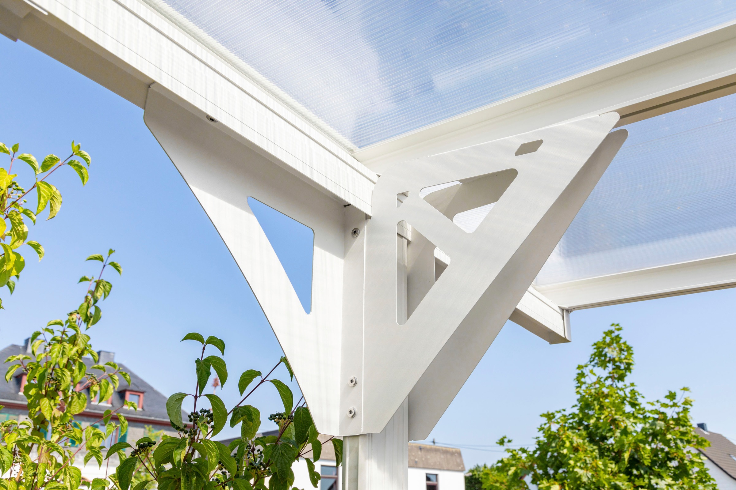 WESTMANN Einzelcarport »Flachdach«, Aluminium, 280 cm, Weiß, aus Aluminium, inkl. Regenrinne und Schrauben-Kit