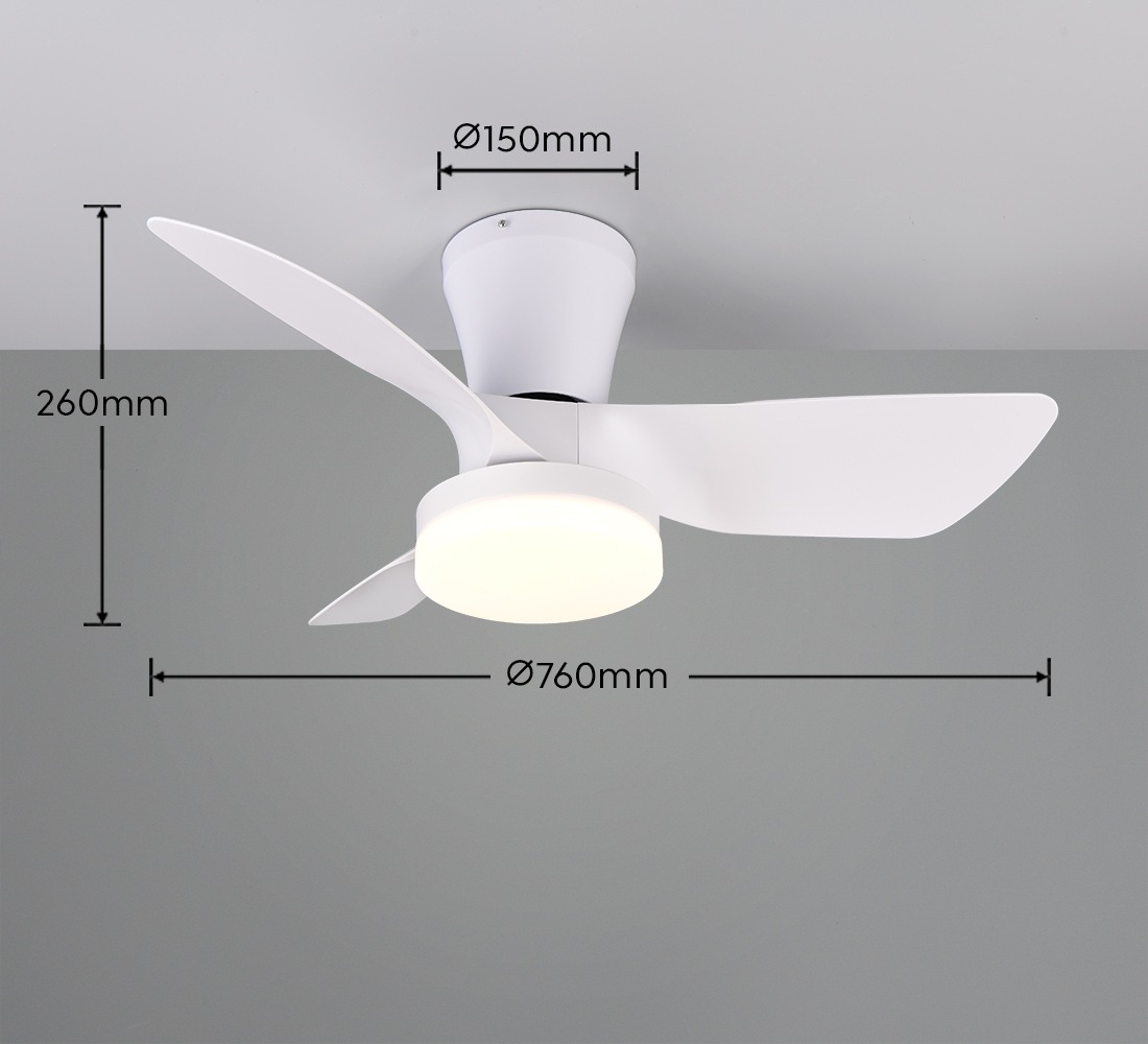 REALITY Leuchten LED Deckenleuchte »RANDERS mit Ventilator, Deckenventilator mit Licht inkl Fernbedienung«, 1 flammig, Leuchtmittel LED-Board | LED fest integriert, 6 Geschwindigkeiten Timer Vor- & Rücklauf LED dimmbar CCT Nachtlicht