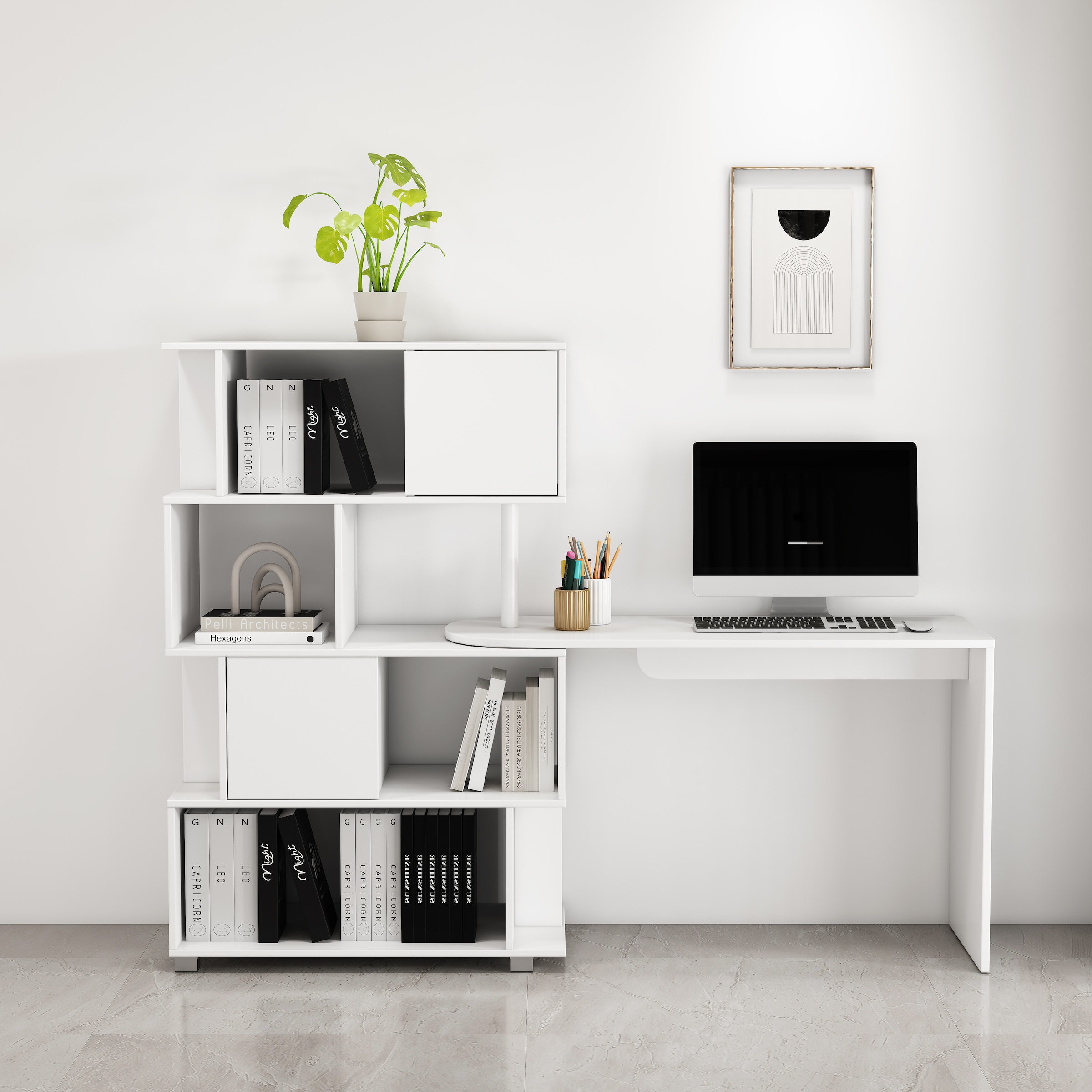 OTTO home Schreibtisch »Inovo« Set,  als Eckschreibtisch oder Schreibtisch nutzbar, viel Stauraum