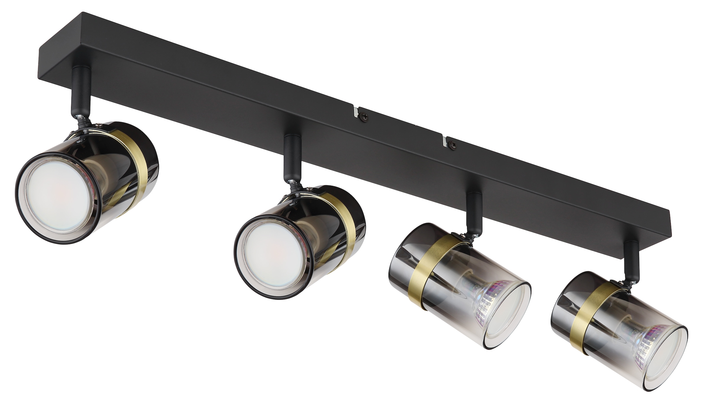 GLOBO LIGHTING Deckenstrahler »TRABBY«, Leuchtmittel GU10 | ohne Leuchtmittel, Deckenspot/schwarz/Glas rauchfarben/messingfarben/Flur/Wohnzimmer