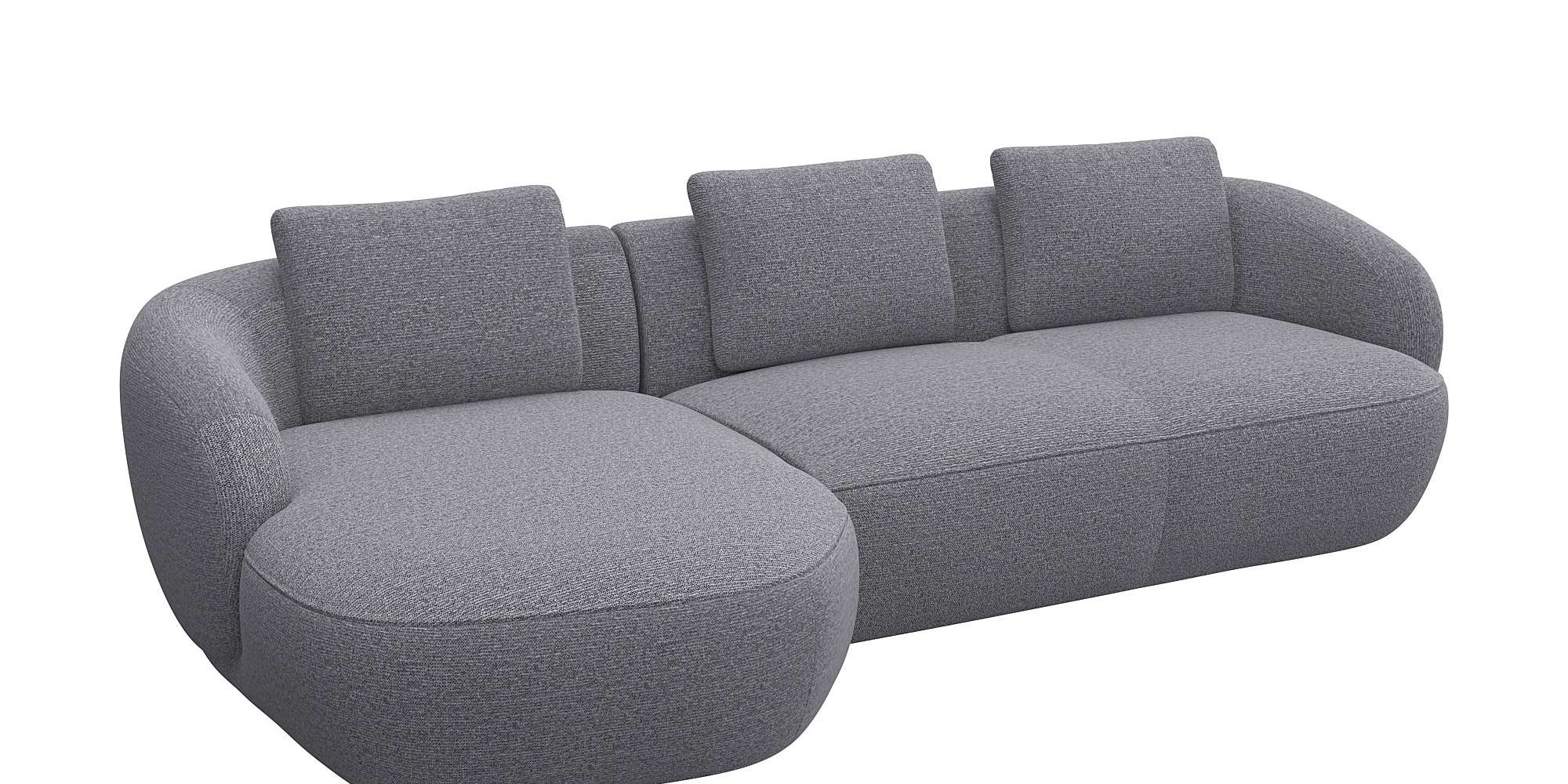 FLEXLUX Wohnlandschaft »Torino, rund, L-Form, Sofa-Ecke mit Recamiere, Longchair-Sofa«, Modernes, organisches Sofa-Design, Kaltschaum, Wellenunterfederung