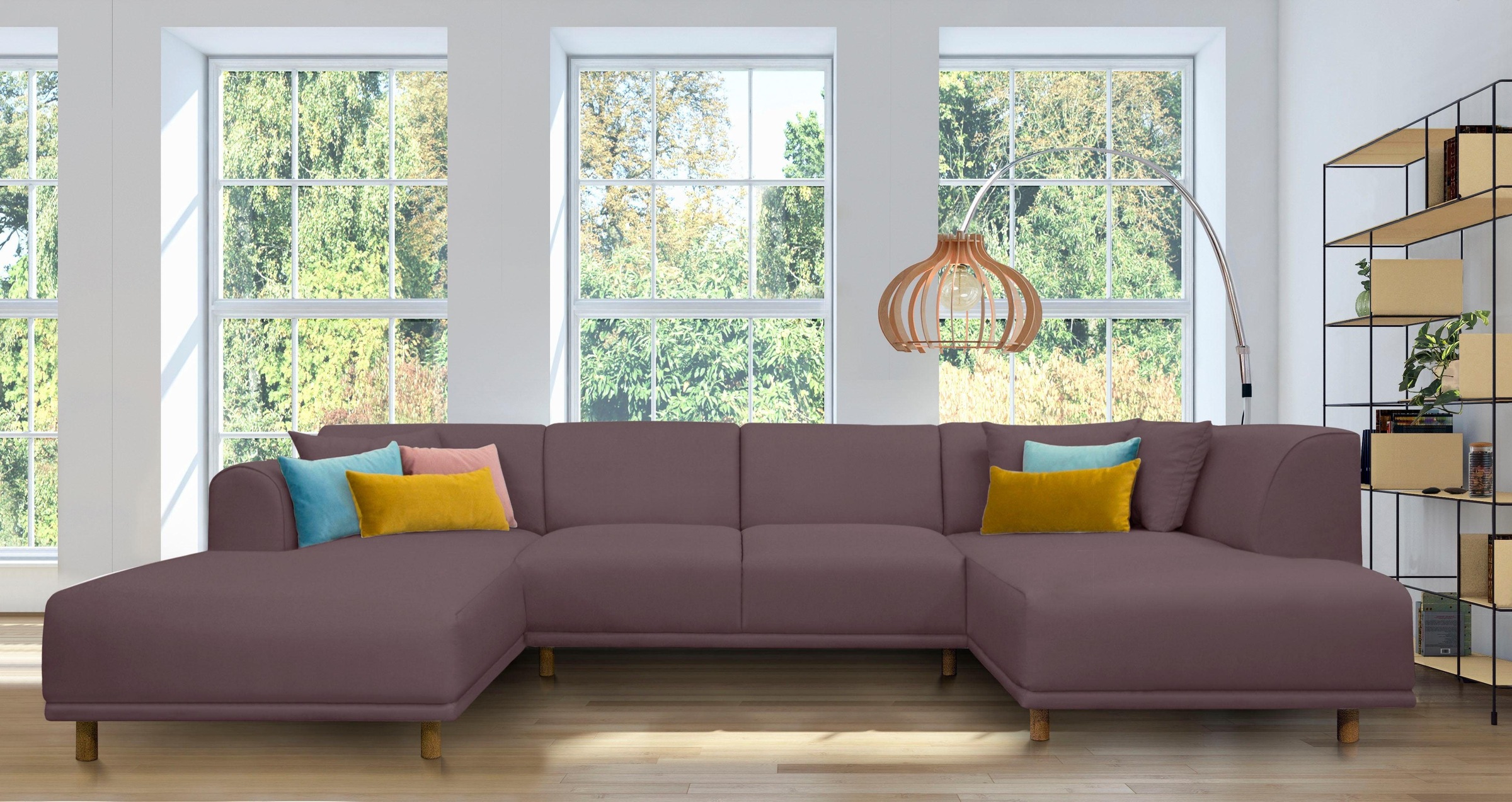 andas Wohnlandschaft »Maroon U-Form«, in skandinavischem Design, mit losen Kissen