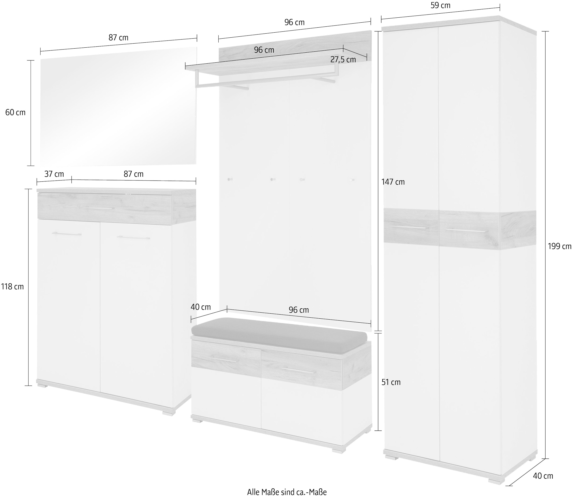 Versandkostenfreier Markt GERMANIA Garderoben-Set (Set, Rechnung Soft-Close-Funktion mit Türen kaufen auf »GW-Topix«, 6 St.)