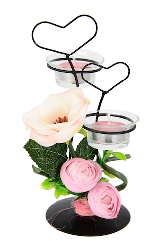 I.GE.A. Teelichthalter »Rose«, (1 St.), Glas, Kunststoff, Metall, rosa kaufen