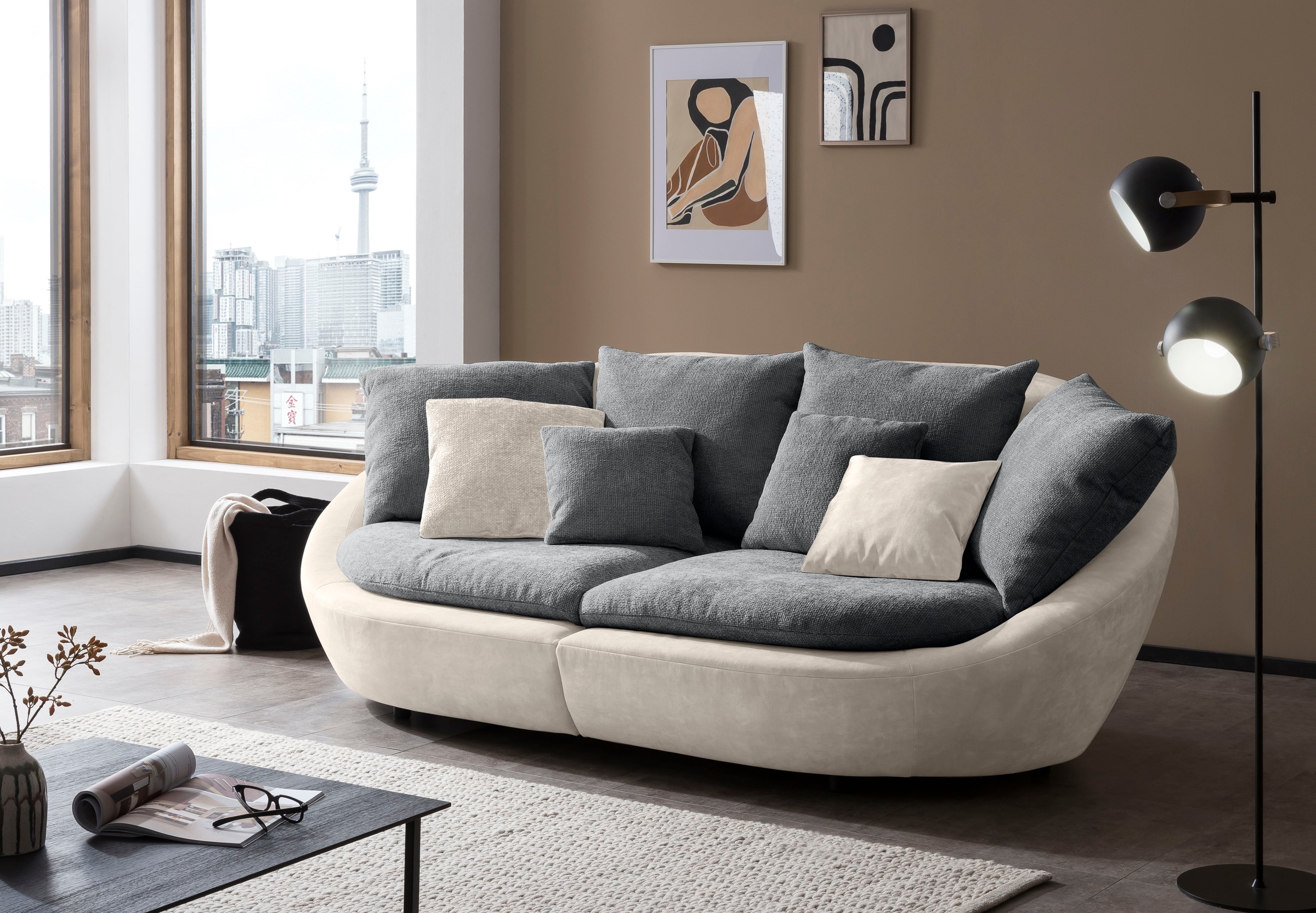 TRENDMANUFAKTUR Big-Sofa »Maui, inklusive 4 Rückenkissen und 2 Zierkissen, günstig online kaufen