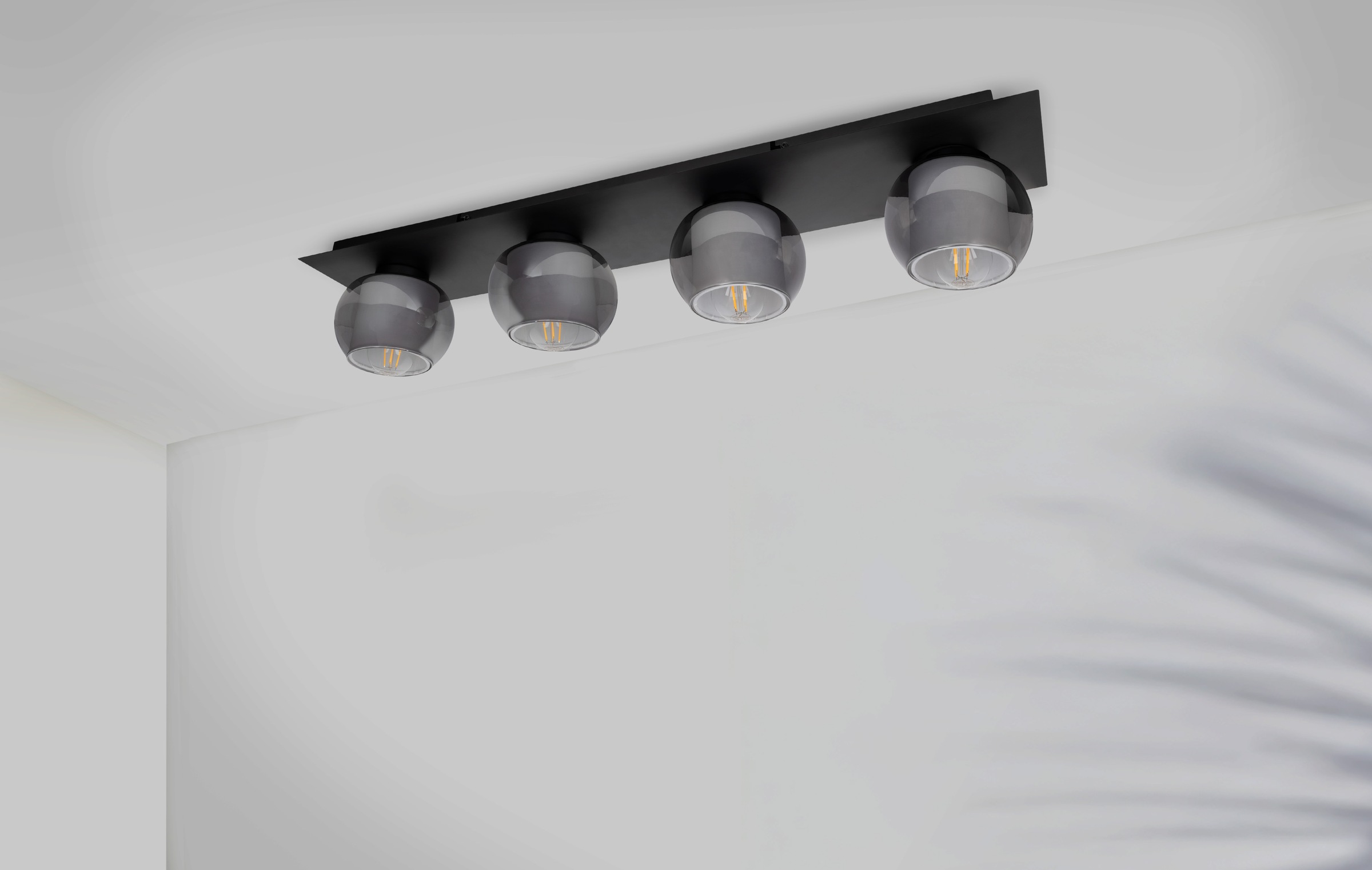 OTTO home Deckenleuchte »Tanissa mit Doppelschirm« E27 1 Stk. kugelförmig, Rauchglas, innen Stoffschirm, E27, Glasschirm, Textil