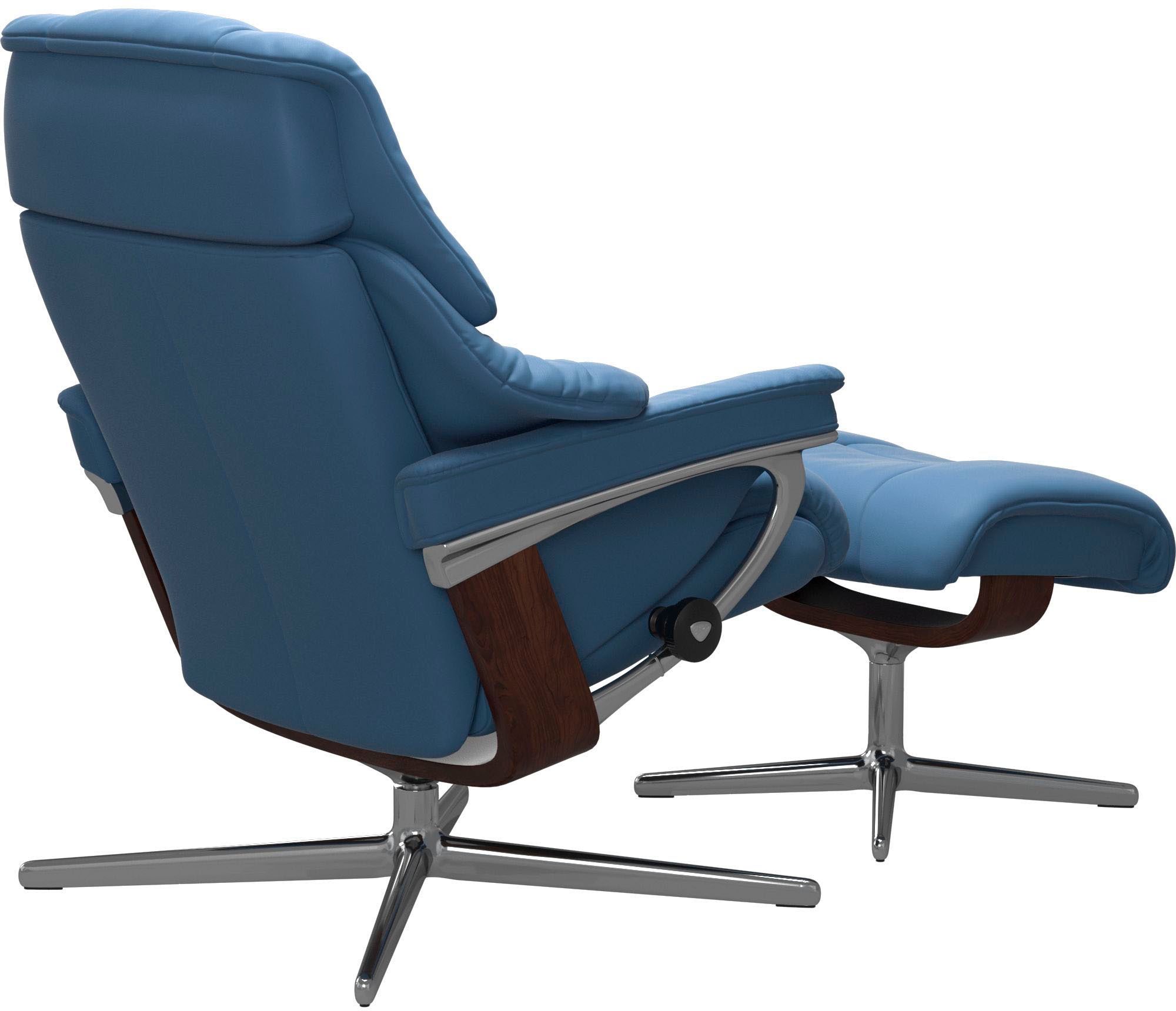 Stressless® Relaxsessel »Reno«, (Set, Relaxsessel mit Hocker), mit Hocker, mit Cross Base, Größe S, M & L, Holzakzent Braun