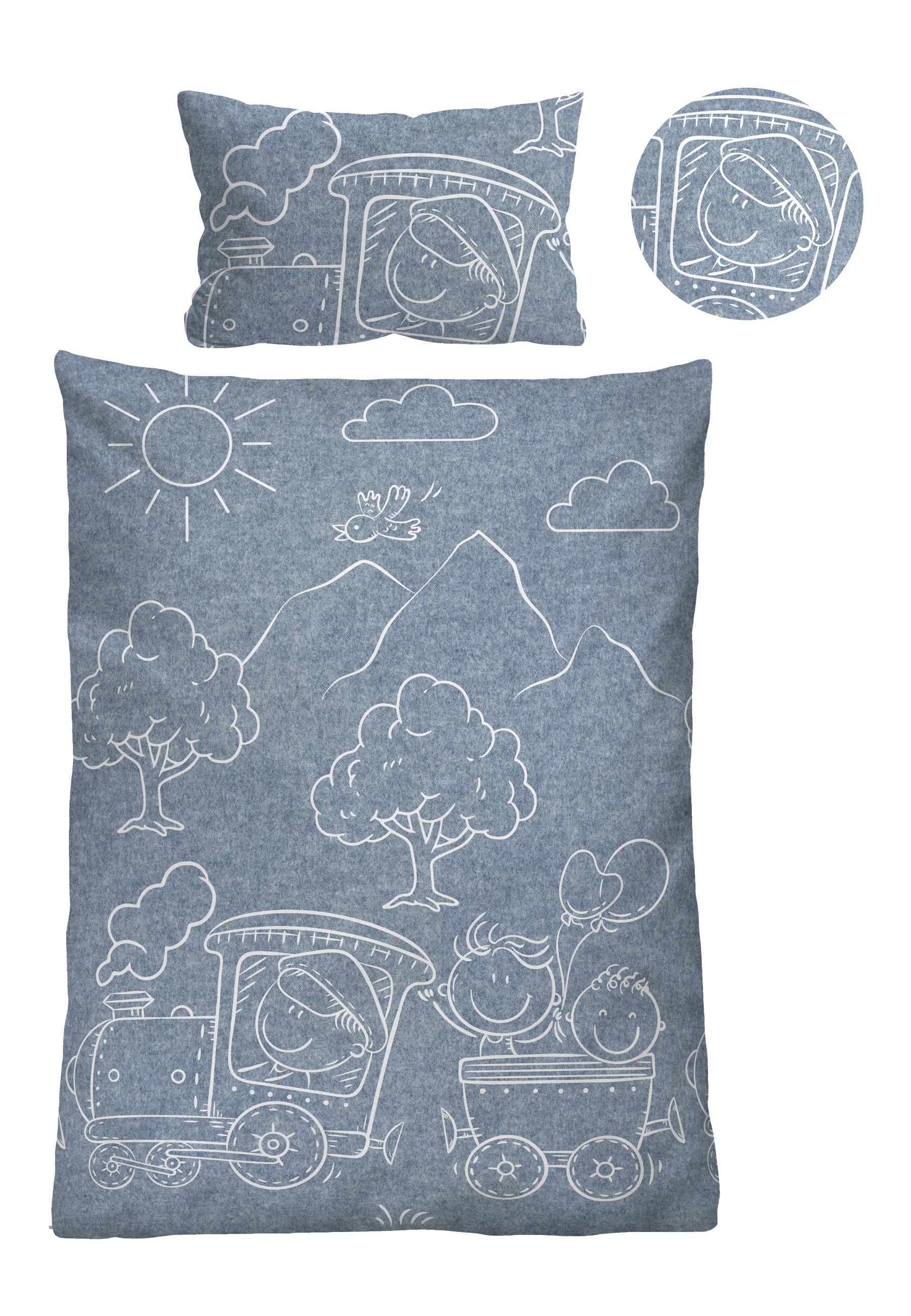 Biberna Kinderbettwäsche »0840521« 2 Stk. tlg. kuschelig warm, samtweich, Melange, 100% Baumwolle, made in Germany