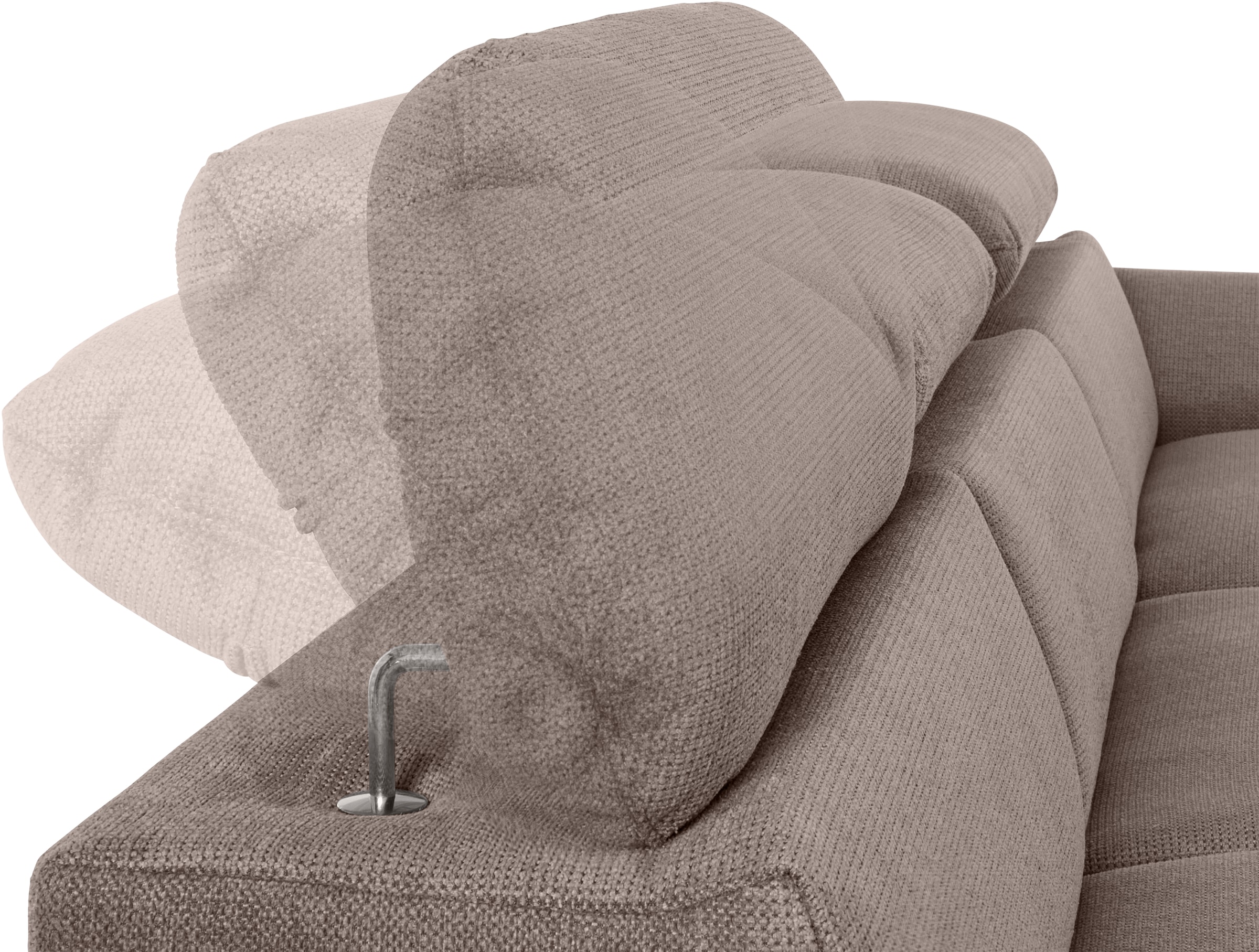 COTTA Ecksofa »Lola L-Form mit Kopfteilfunktion & Hocker«, (Set, mit Hocker), wahlweise mit Bettfunktion, Bettkasten & Armteilverstellung