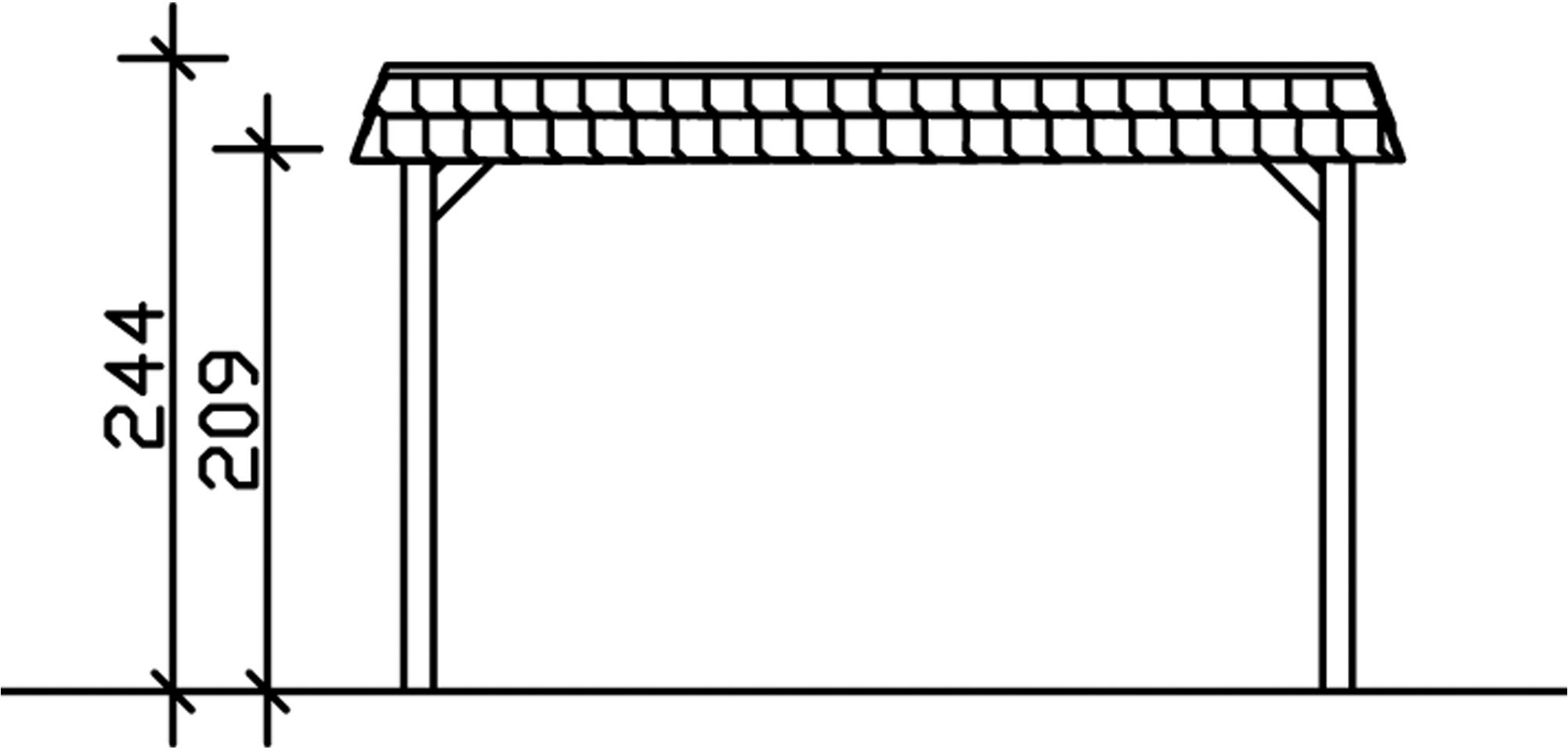 Skanholz Einzelcarport »Spreewald«, Nadelholz, 342 cm, Nussbaum, 396x741cm mit Aluminiumdach rote Blende