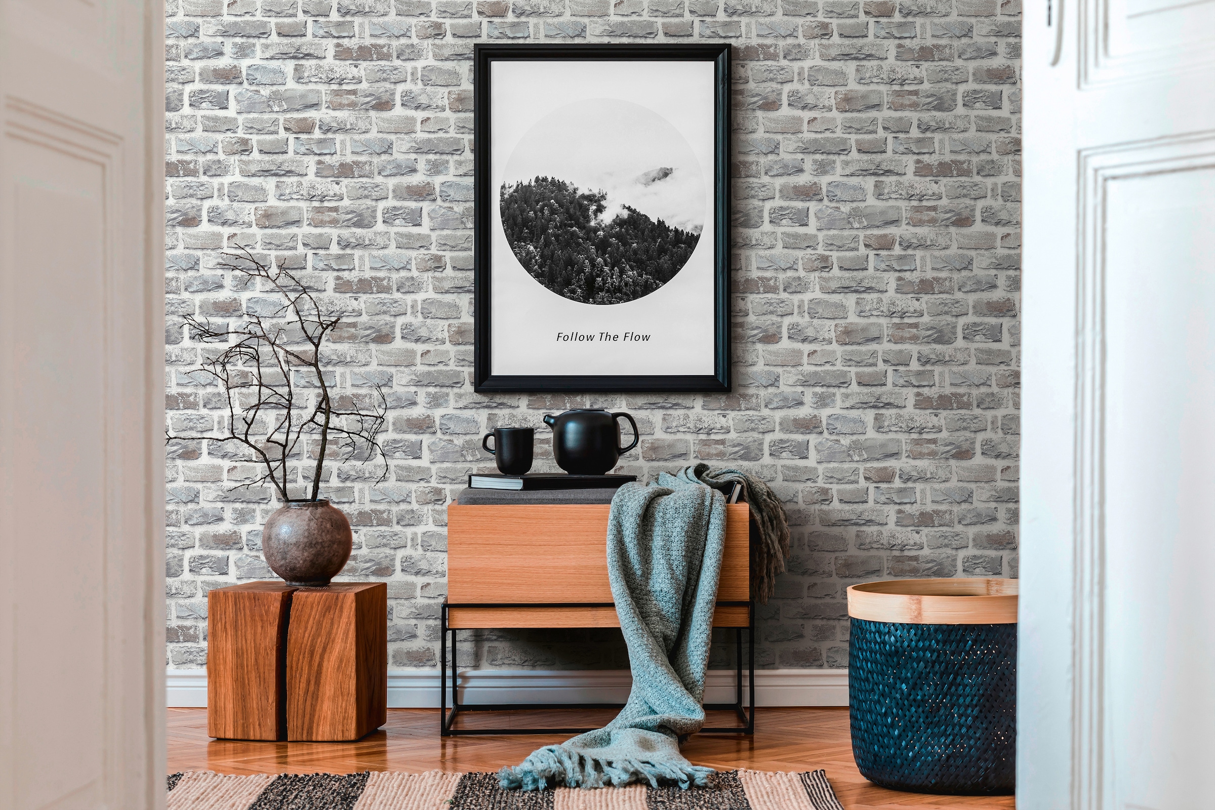 living walls Vliestapete »Neue Bude 2.0«, Steinoptik-gemustert-Motiv, Landhaus Tapete Stein Tapeten Wohnzimmer Schlafzimmer Küche Flur Optik