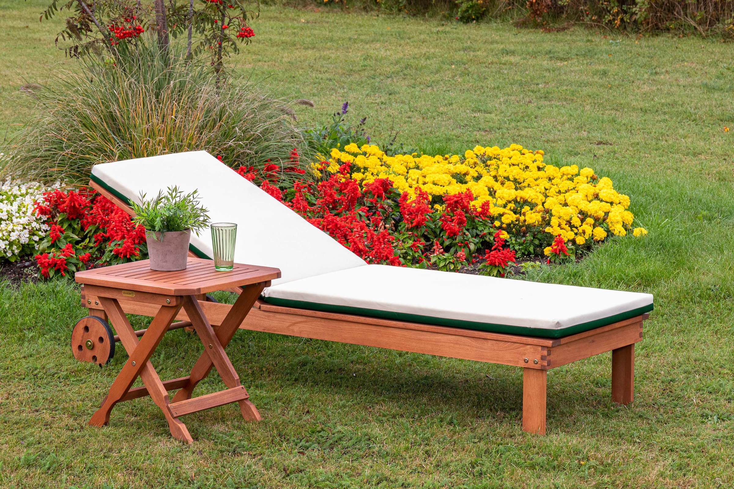 MERXX Gartenliege »Aktionsliegen Set« 1 Liege und 1 Hocker, mit Auflagen