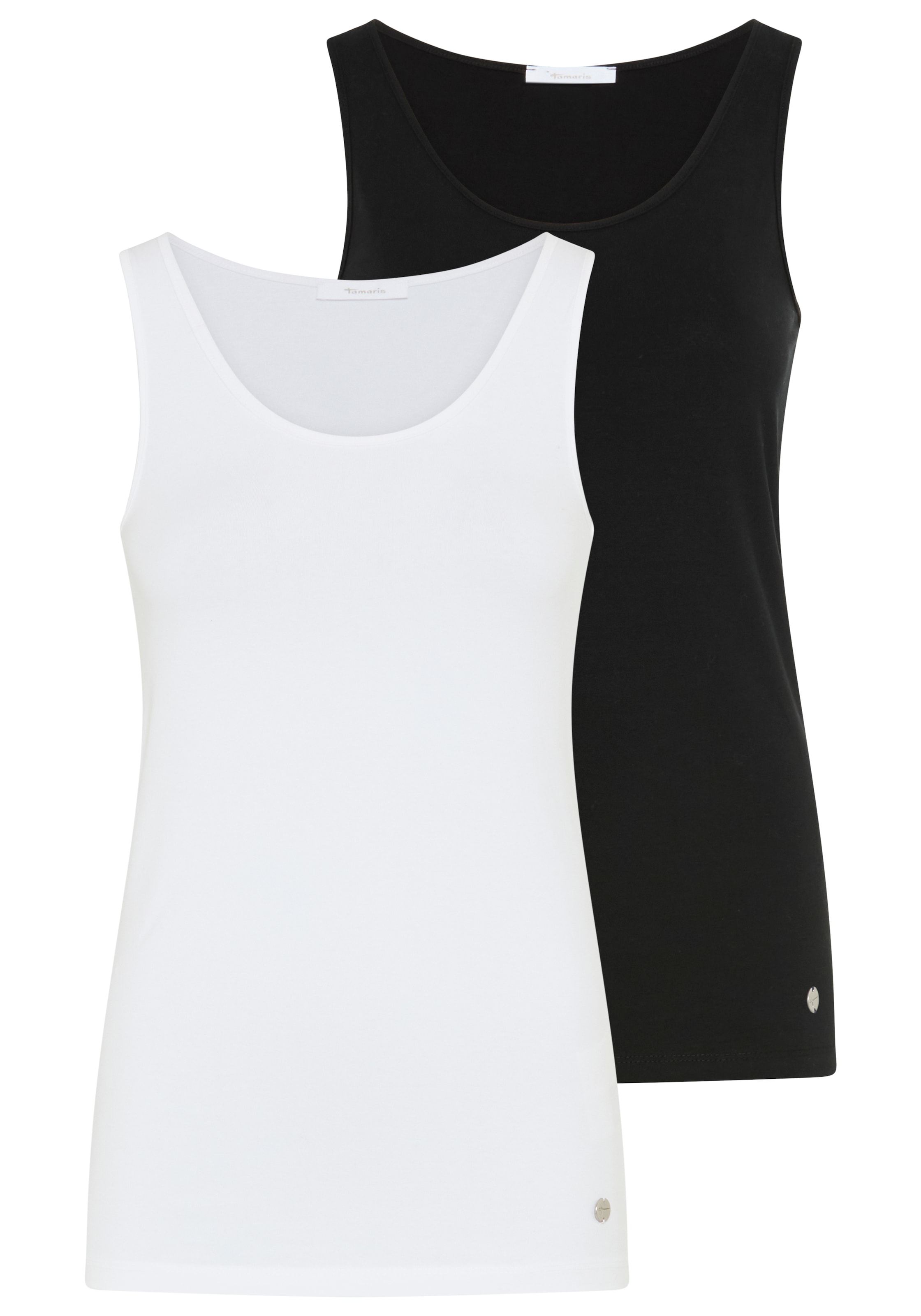 Tamaris Tanktop 2er-Pack,  figurbetonte Passform, unifarben, hüftbedeckende Länge