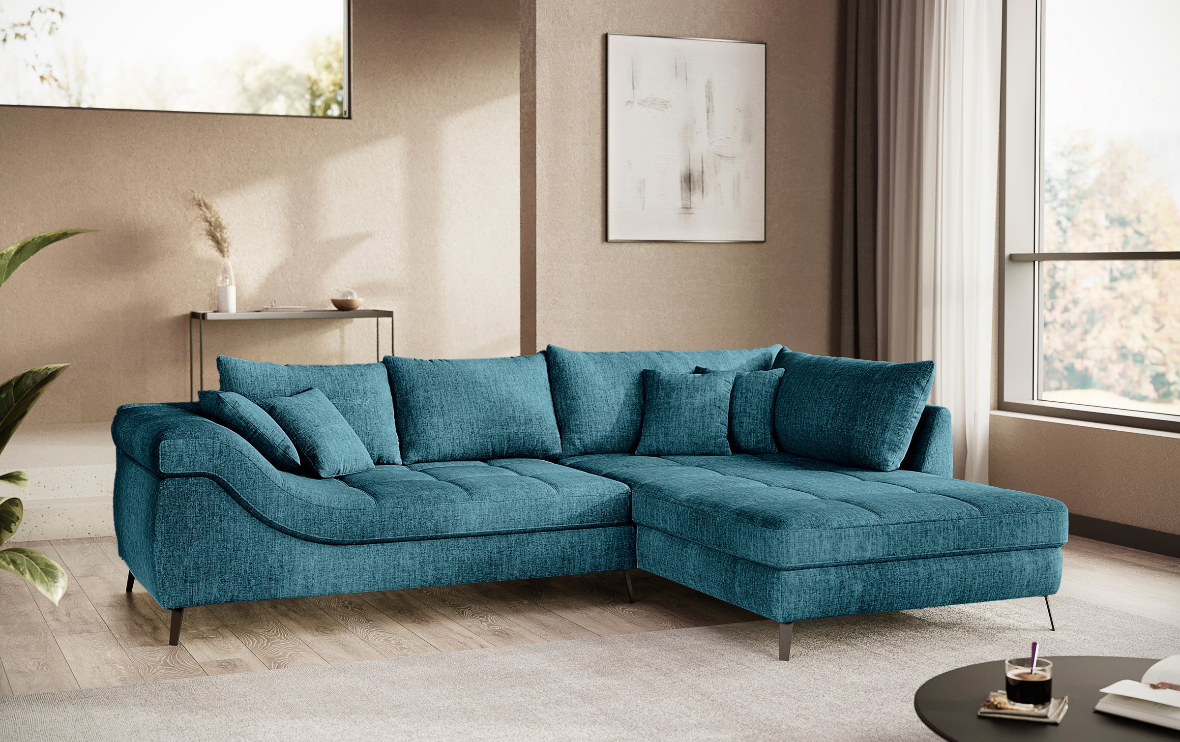 Mr. Couch Ecksofa »Portofino L-Form«, 4 Bezugsqualitäten, 13,5 cm hohe Meta günstig online kaufen