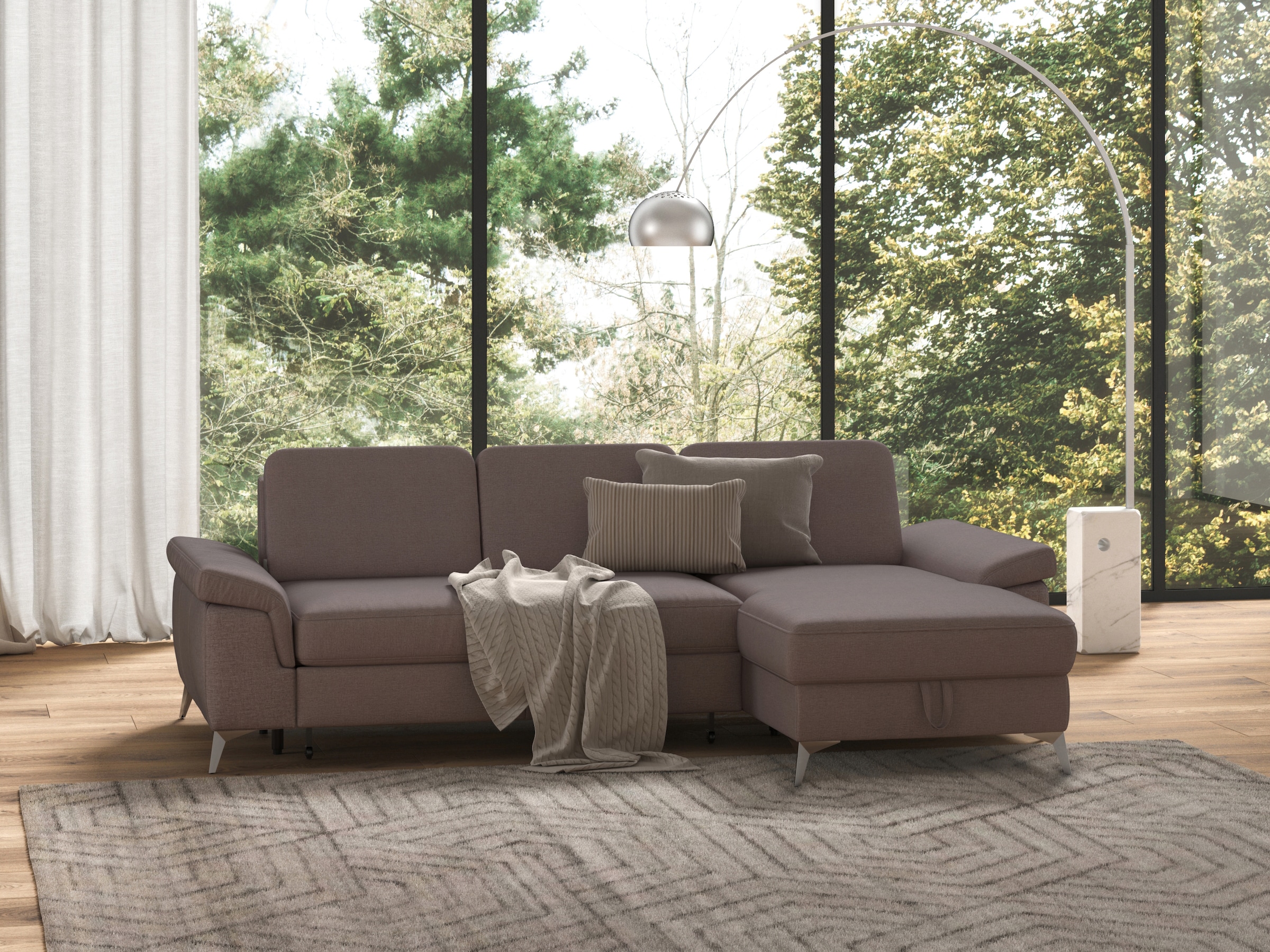 sit&more Ecksofa »Padua L-Form«, inklusive Sitztiefenverstellung, Armteilfunktion und Federkern