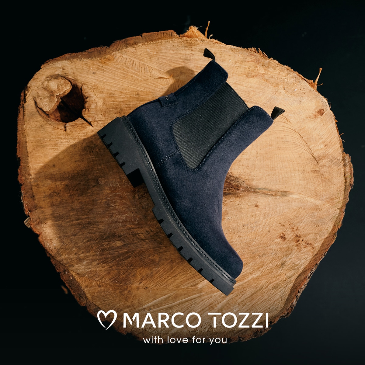 MARCO TOZZI Chelseaboots  Blockabsatz, Stiefelette mit Stretcheinsatz an der Außenseite