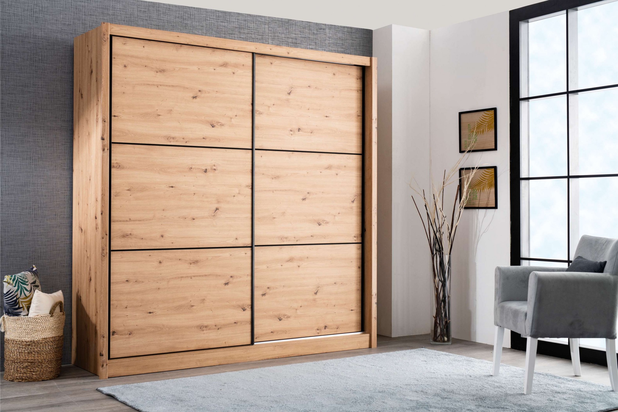INOSIGN Schwebetürenschrank »Navara Kleiderschrank Wäscheschrank«, in 3 Breiten, mit kompletter Innenausstattung, FSC®-zertifiziert