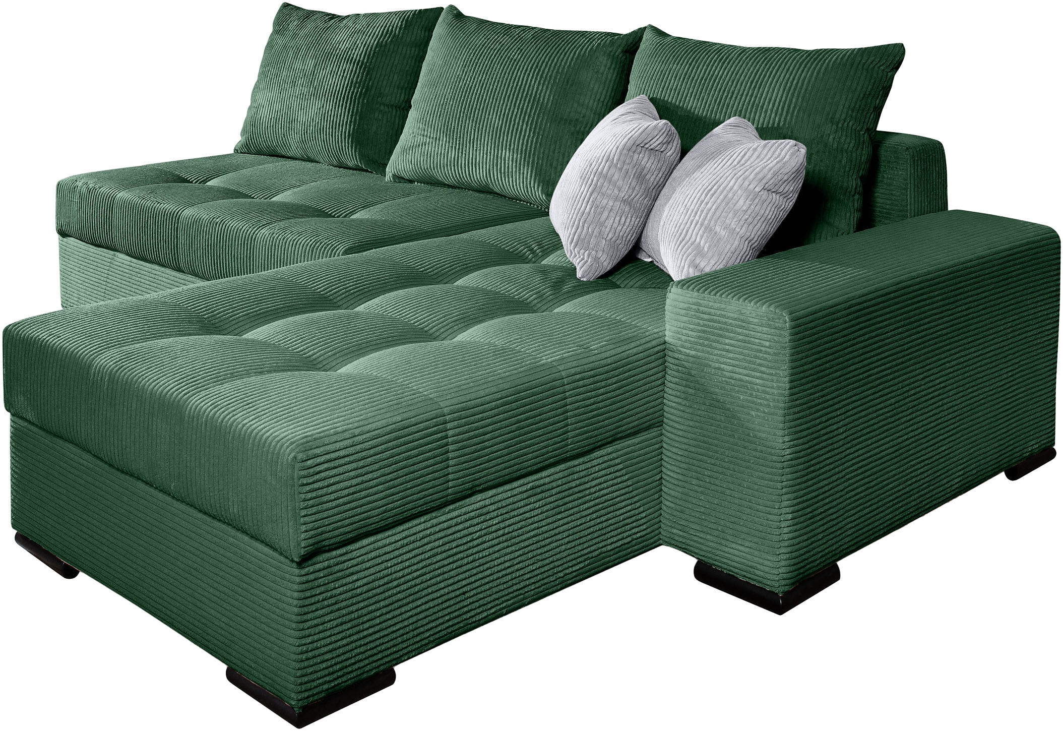 COLLECTION AB Ecksofa »Josy L-Form, B: 214 cm in Cord, Cord-Mix« mit Bettfunktion, Bettkasten & 2 Zierkissen, Federkern