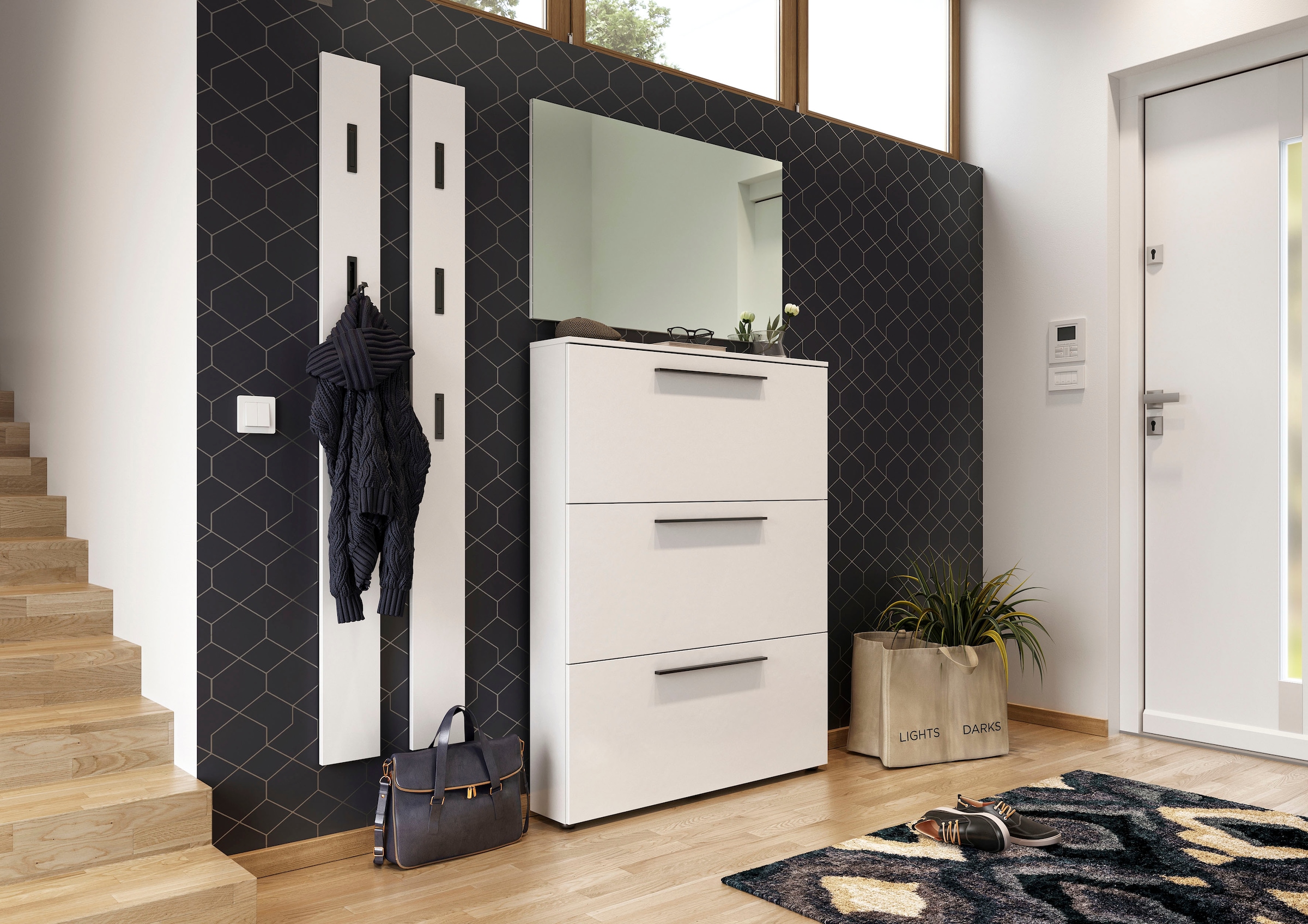 GERMANIA Schuhschrank »GW-Utah Schuhschrank in 2 Breiten, mit 2 oder 3 Klappen,«, stehend und hängend montierbar