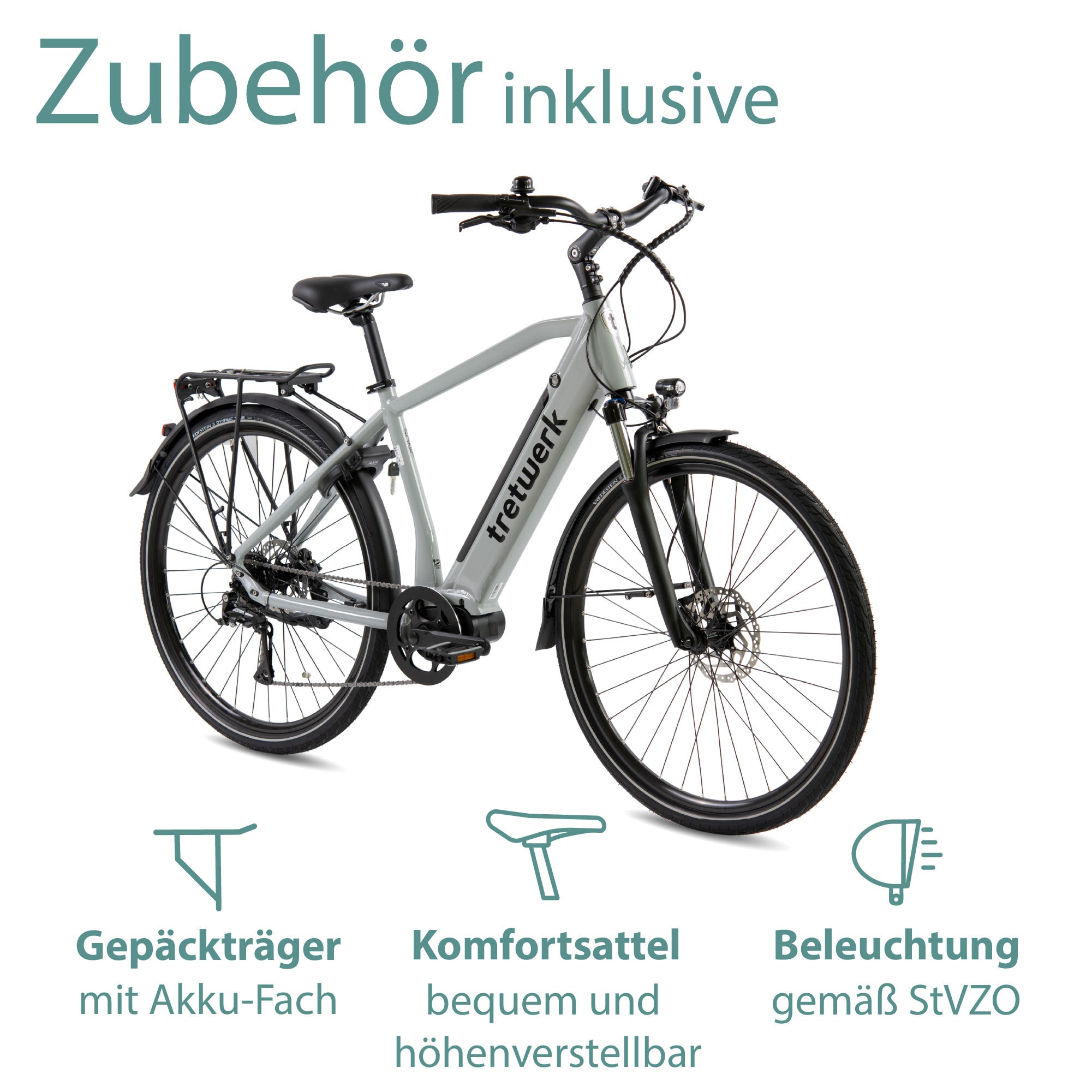 Tretwerk E-Bike »Sonic«, 8 Gang, Shimano, Acera M3020 SGS, Mittelmotor 250 W, Pedelec, Elektrofahrrad für Damen u. Herren
