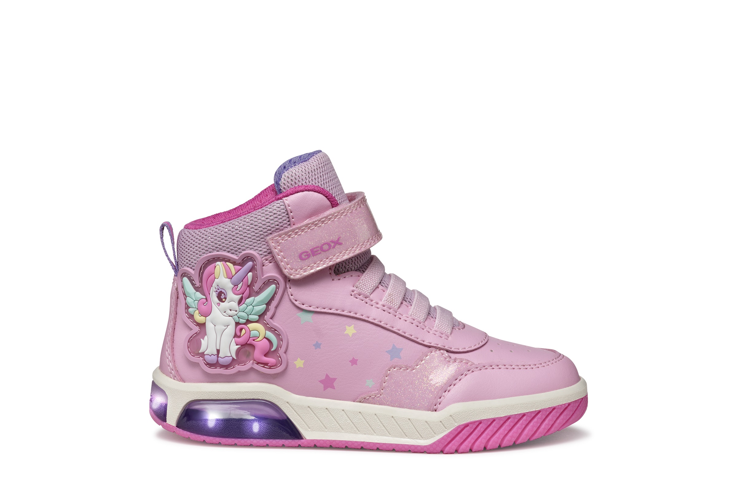 Geox Sneaker »J INEK GIRL Blinkschuh«, Schnürboots, Blinkschuh mit cooler Blinkfunktion
