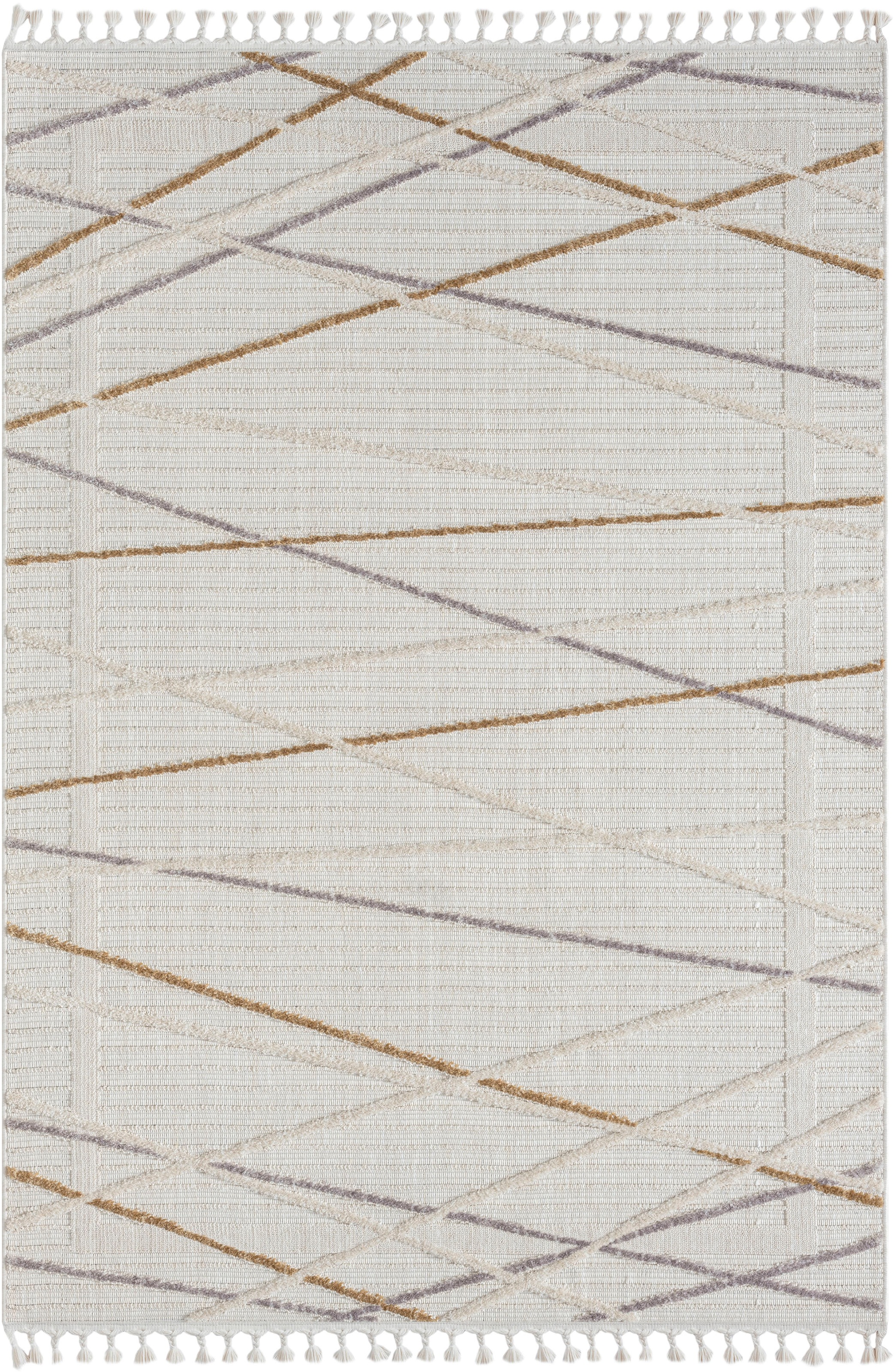 Myflair Möbel & Accessoires Teppich »Luana 1 Lagerräumung«, rechteckig, 10 mm Höhe, Kurzflor, Sisal Optik, Hoch-Tief Effekt, mit Fransen, besonders weich