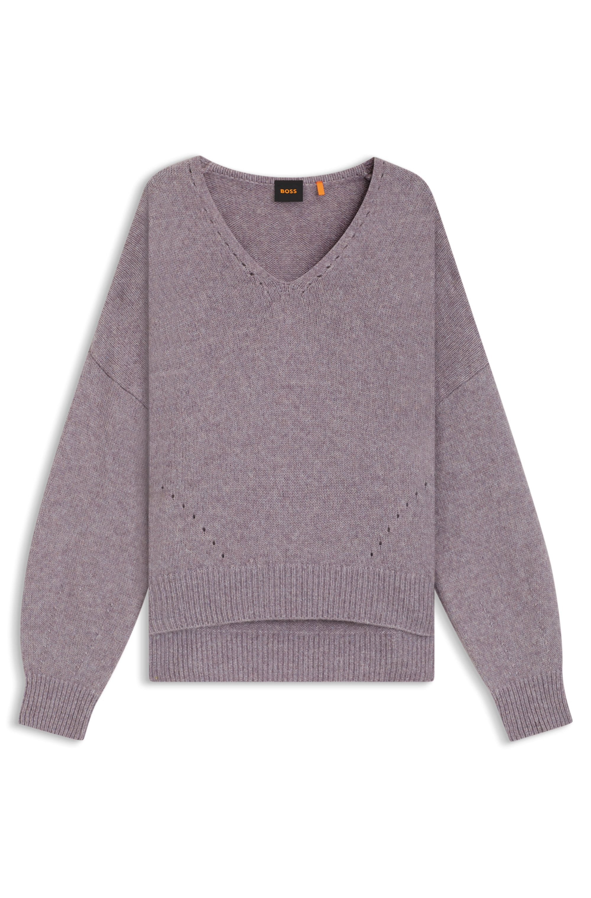 BOSS ORANGE Strickpullover »Fondyssa Premium Damenmode«, im Relaxed Fit, V-Ausschnitt