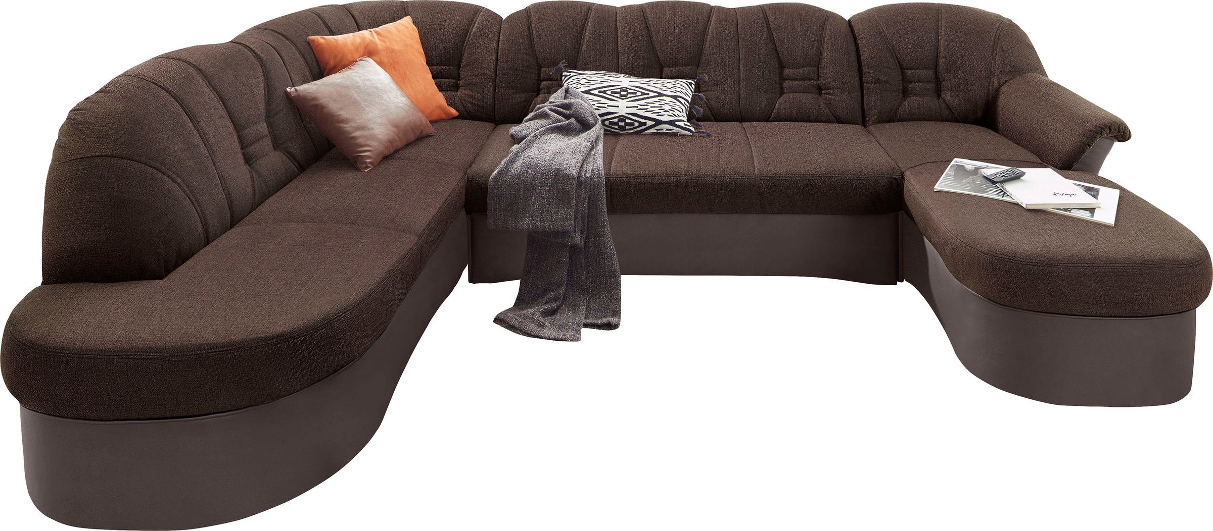 DOMO collection Wohnlandschaft »Elva, zeitlose Formensprache, elegante Rückensteppung, U-Form«, wahlweise mit Bettfunktion und Federkern