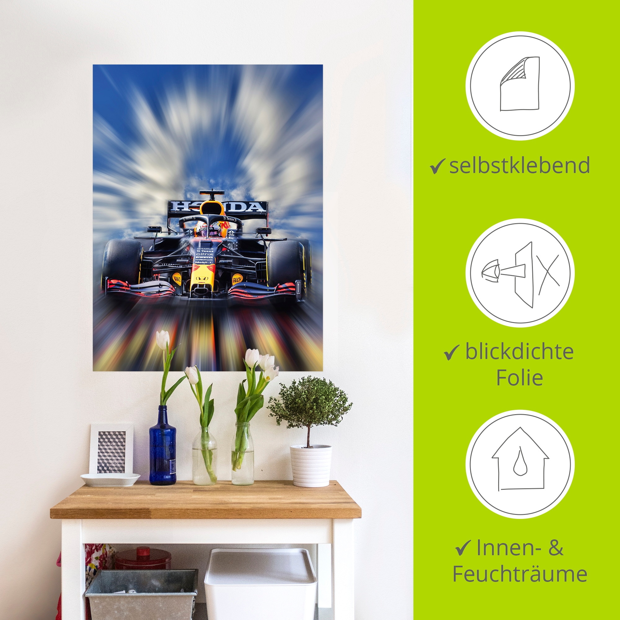 Artland Wandbild »Max Verstappen - Weltmeister der Formel1«, Auto, (1 St.), als Alubild, Outdoorbild, Leinwandbild, Poster, Wandaufkleber