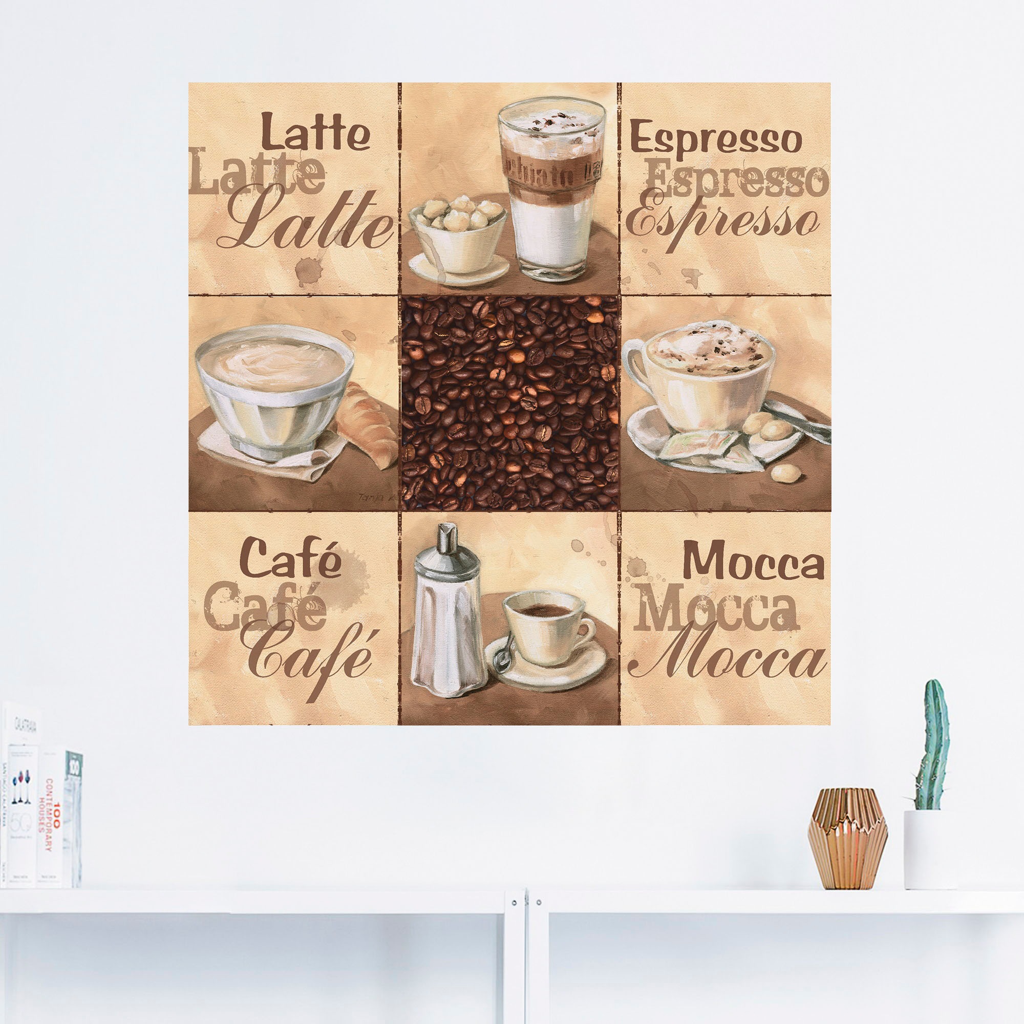 Artland Wandbild »Kaffee Collage II«, Getränke, (1 St.), als Alubild, Outdoorbild, Leinwandbild, Wandaufkleber, versch. Größen