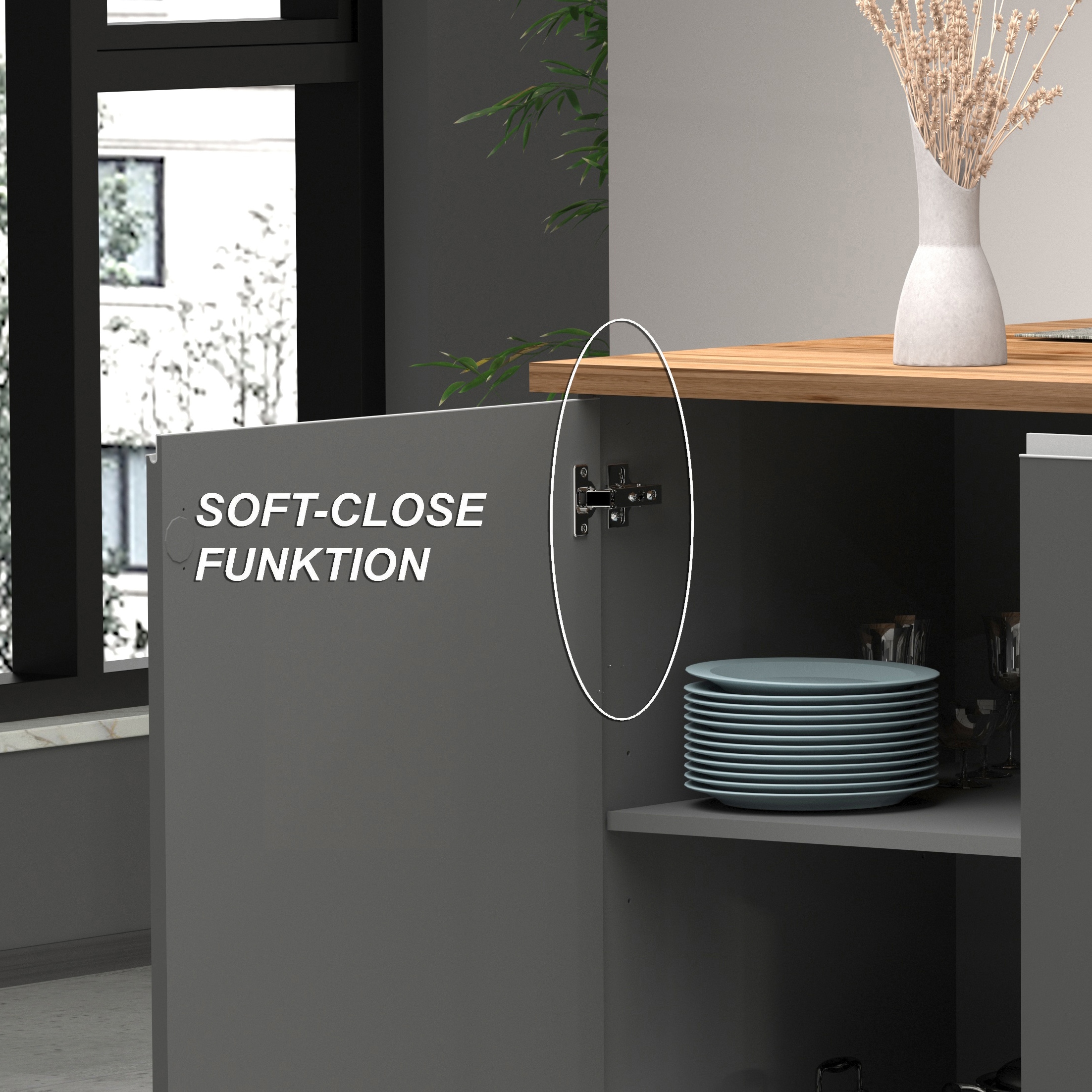 KOCHSTATION Kücheninsel »Sole,Kochinsel,Küchenarbeitsblock,Inselküche,Arbeitsinsel«, Breite 160 cm mit 2 Türen,2 Schubkästen, Aluminiumgriff
