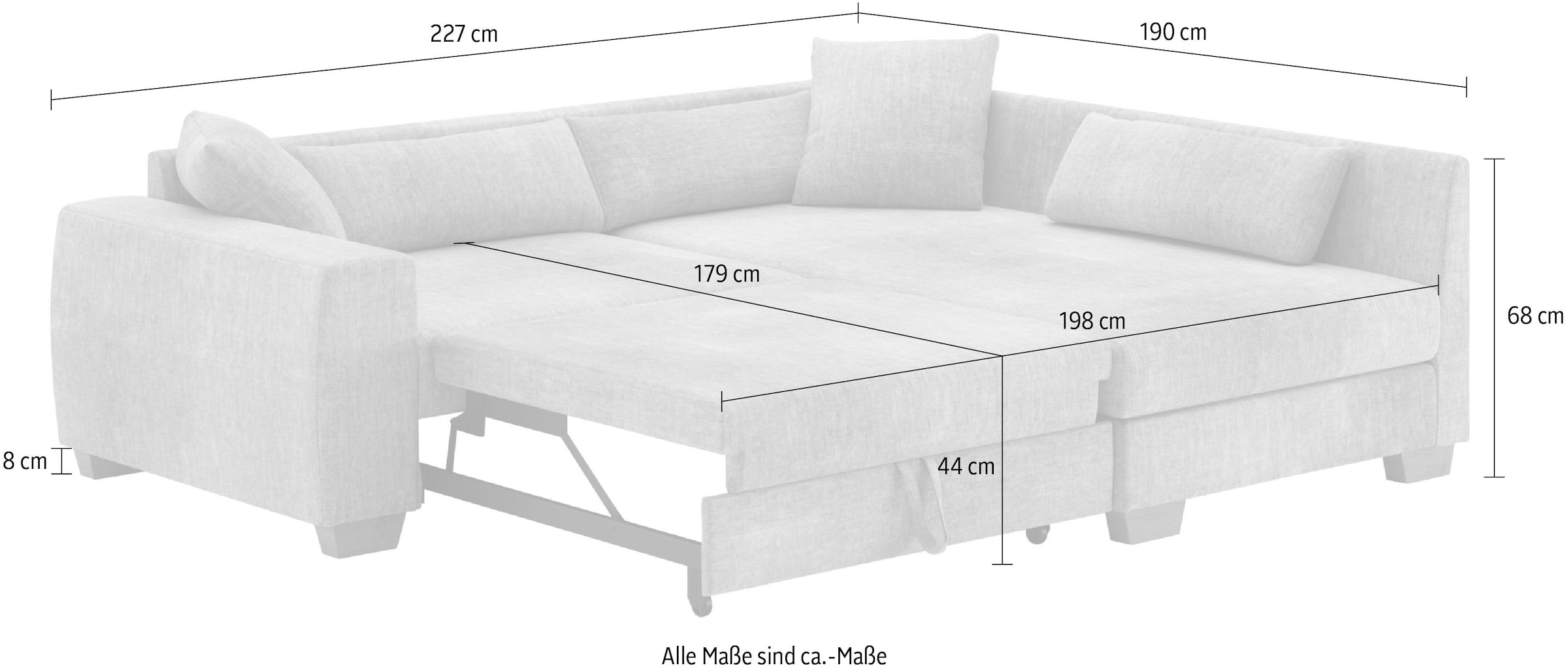 Mr. Couch Ecksofa »Helena L-Form, bis 140 kg belastbar«, mit Taschenfederkern, wahlweise mit Bettfunktion